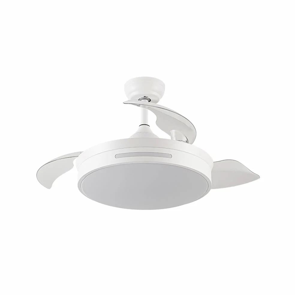 FABRILAMP Ventilador DC 59w Micenas Blanco 4 Aspas Transp. 106d 6 Veloc. 6980lm 3 Colores C/remoto, Reg.intensidad, Memoria Y Temporizador