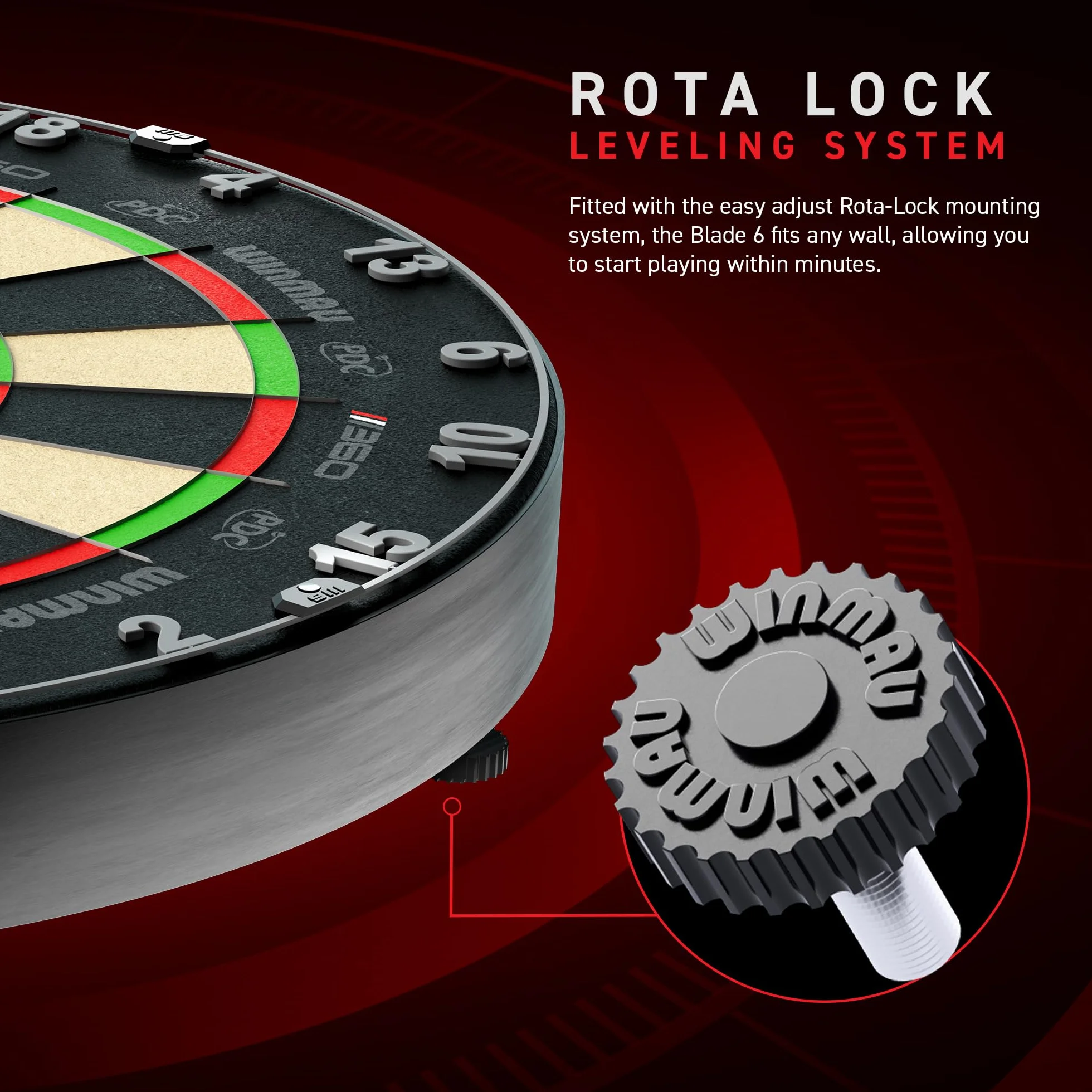 WINMAU Diana Blade 360 Triple Core Carbon Dartboard Rotación Completa Gráficos Simétricos PDC Profesional