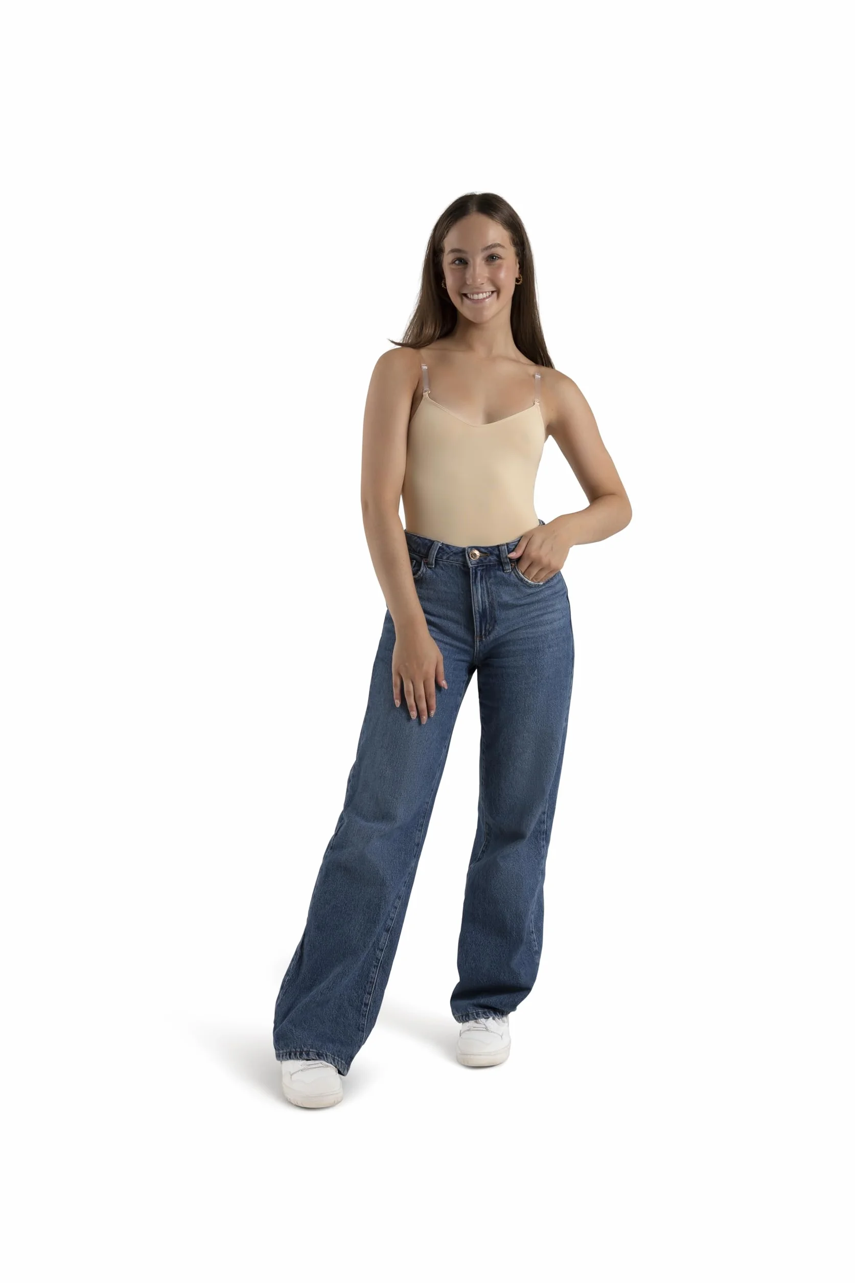 Capezio Camisole Leotard With Clear Transition Straps Body Shapewear Mujer