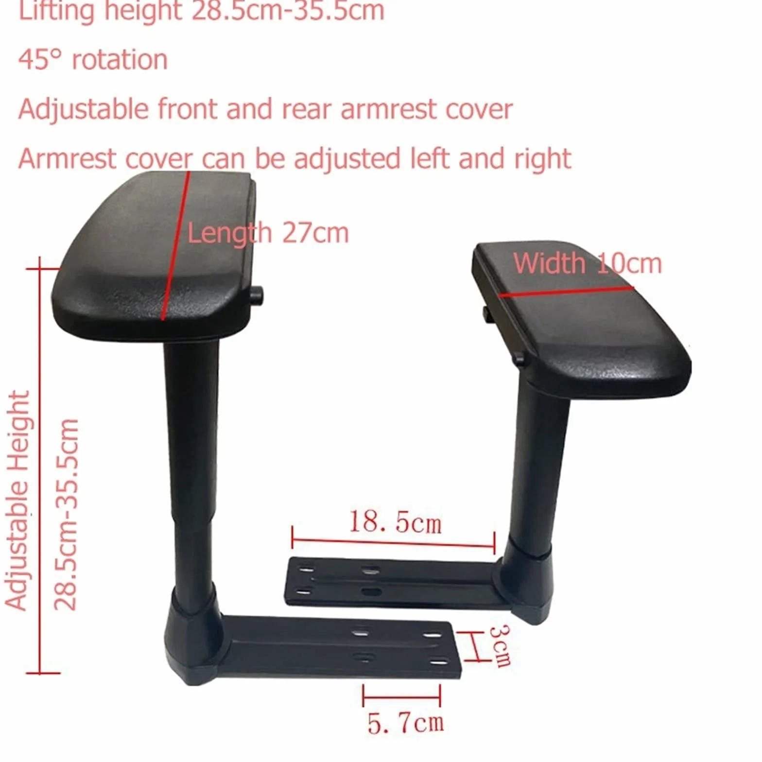 Silla para Juegos Silla De Carreras 2D 3D 4D Reposabrazos Piezas De Repuesto (Color : 4D 4 Holes, Size : A Pair)