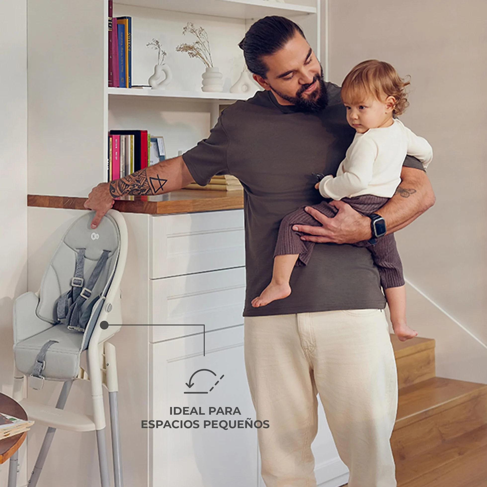 Kinderkraft DINNLY Trona bebé Silla Infantil portátil Bandeja Ajustable Fácil de limpiar 20kg Gris claro