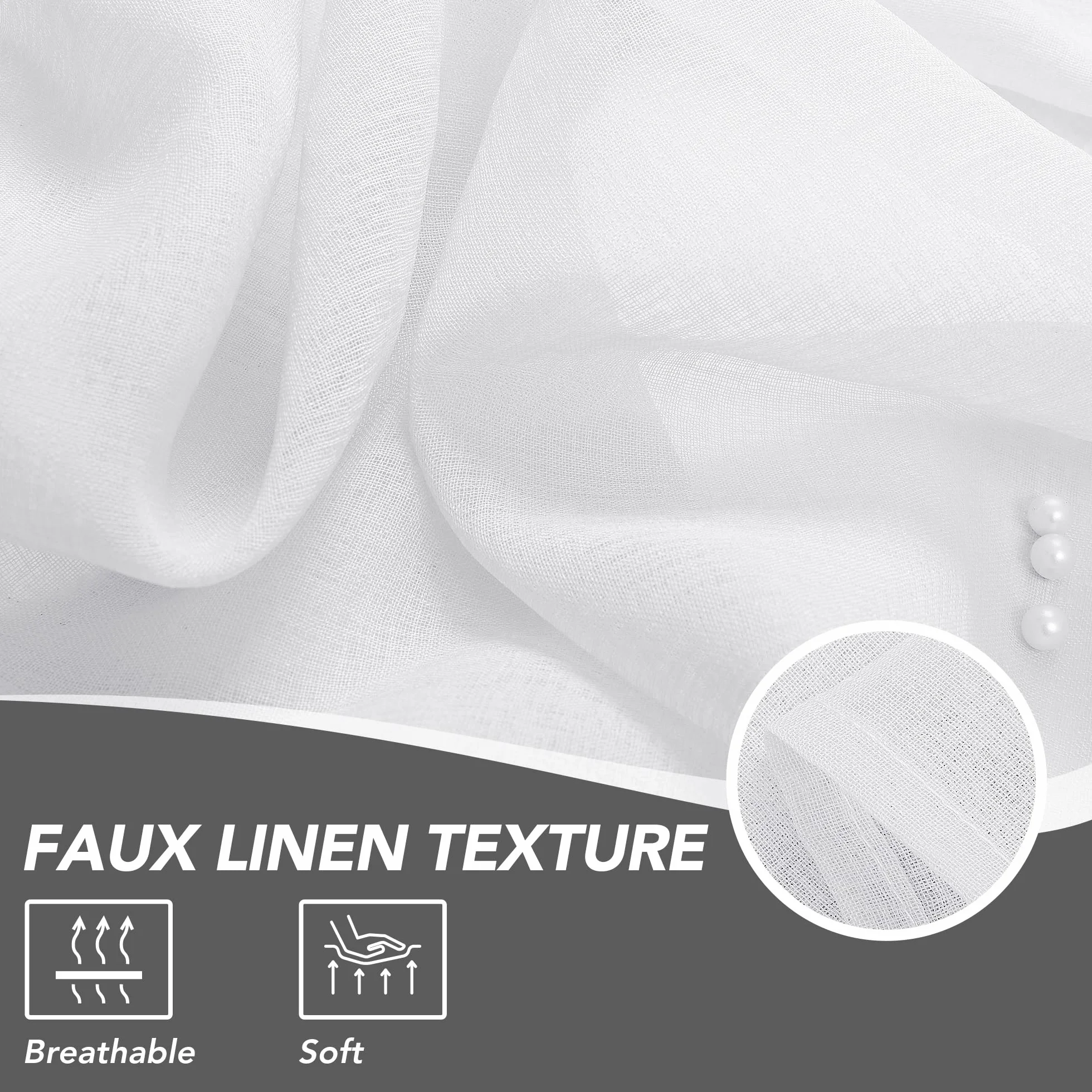 Deconovo Visillos Cortinas Traslúsidos Blancos Sheer Voile Gasa 2 Paneles 140 x 245 cm