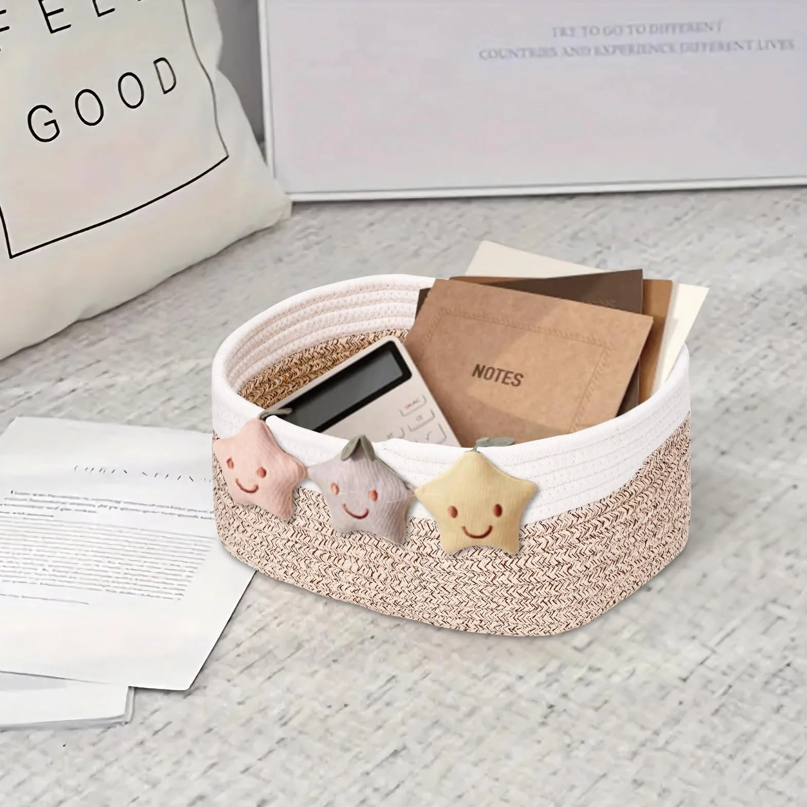 Juego de 4 Cestas Organizador de Cuerda de Algodón Apilables para Baño, Habitación Infantil y Decoración
