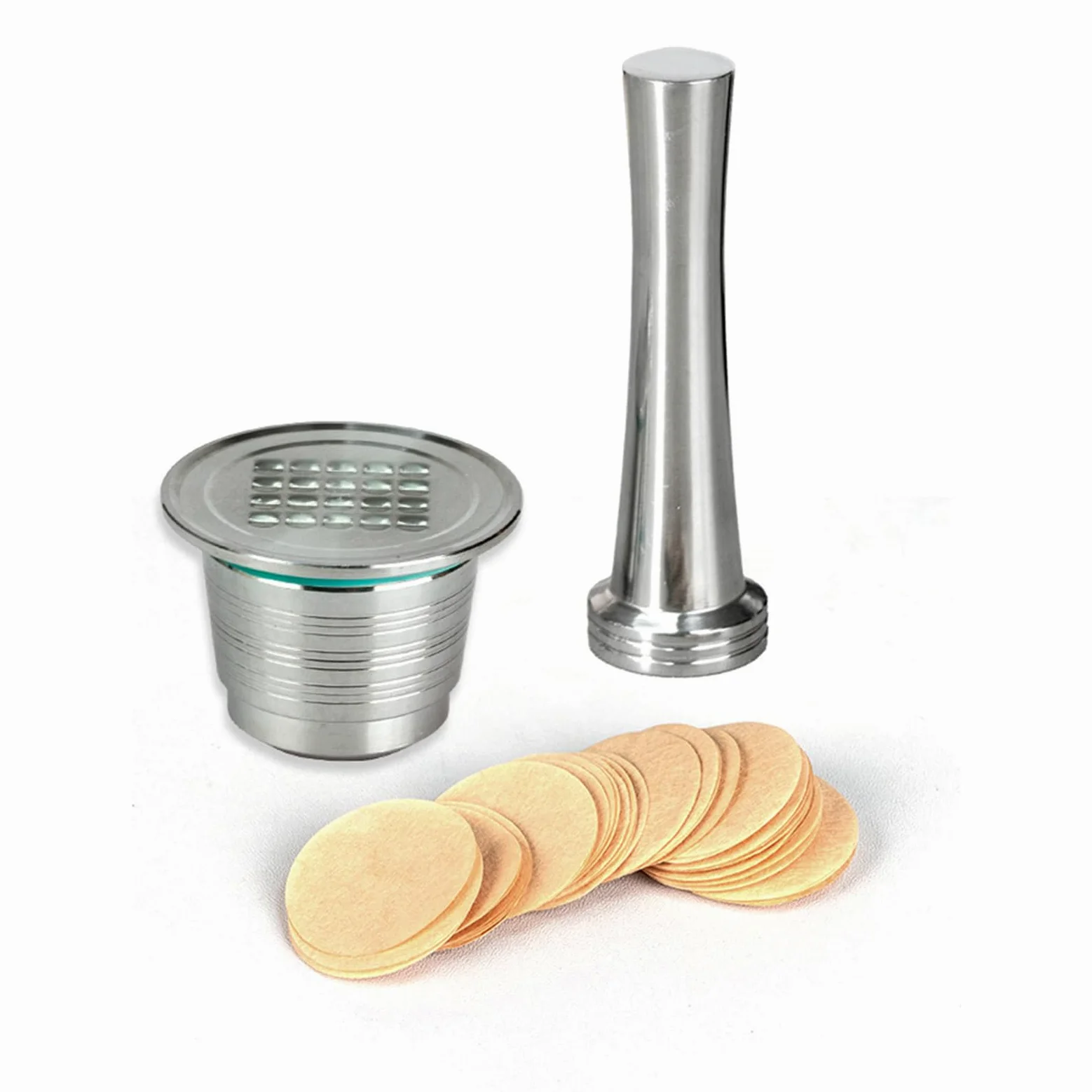 Juego de accesorios para espresso: cuchara de acero inoxidable, papel de filtro, cepillo para el hogar y viajes, juego de accesorios de café