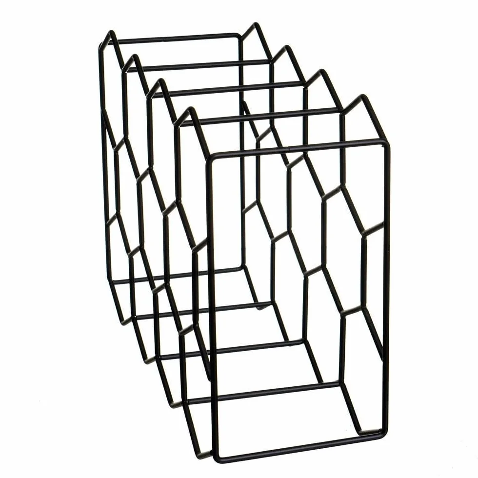 Botellero de vino para 14 botellas metal negro 43x30 cm hexagonal panal