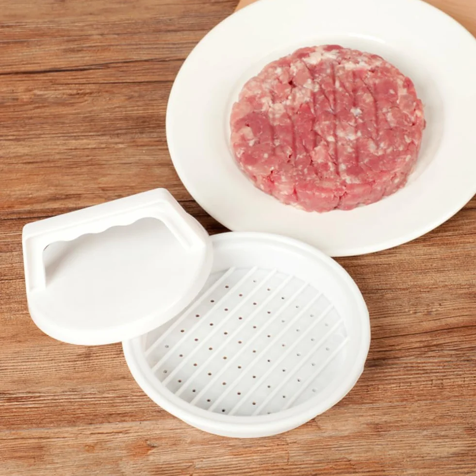 Molde redondo para hacer hamburguesas y barbacoa, de plástico, molde para hacer pastel de carne, moldes para hamburguesas y prensa para hamburguesas, duradero, fácil de limpiar, mu
