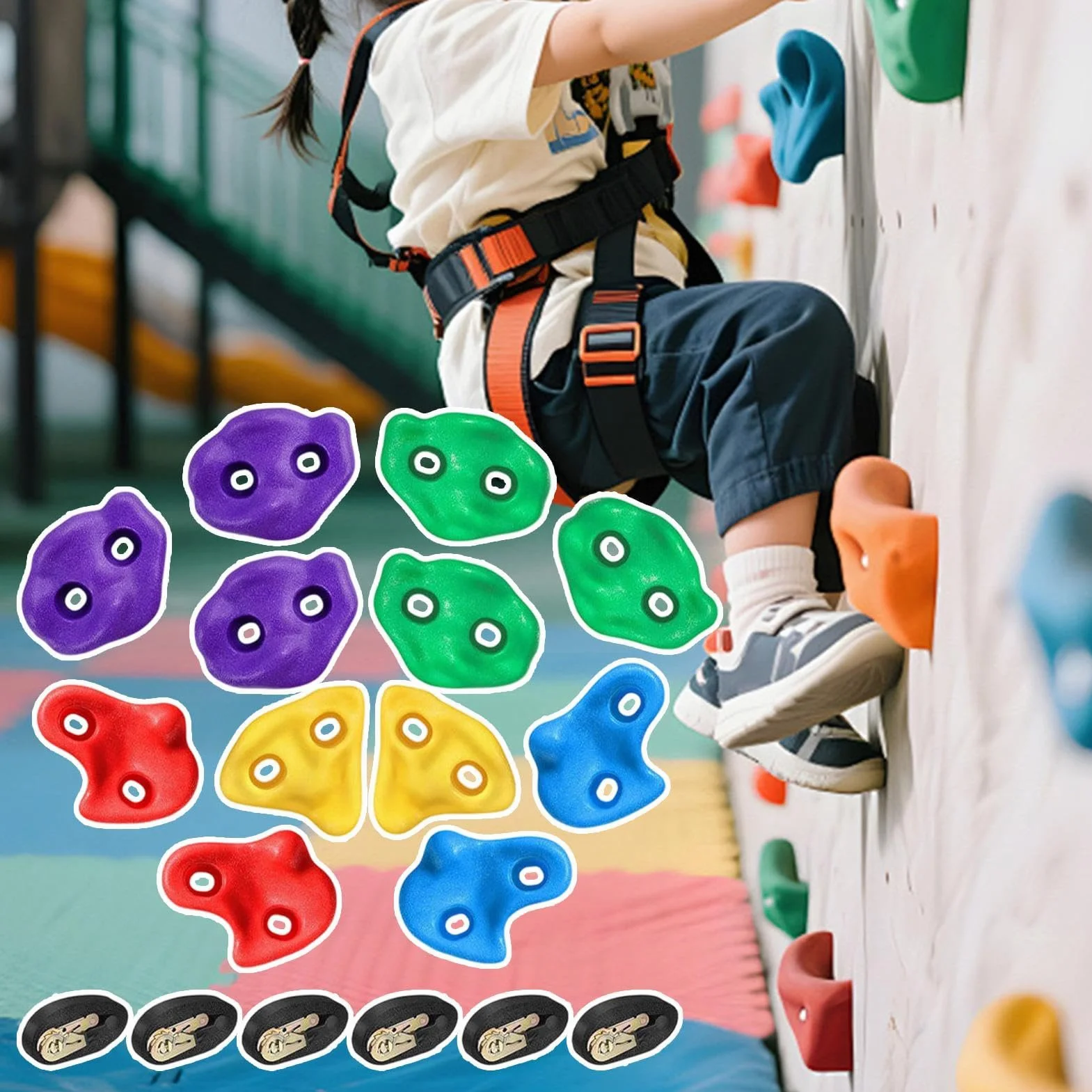 Presas de Escalada para Árbol Set Ligero de Entrenamiento Accesorio Jardín Patio Aire Libre Muro Infantil