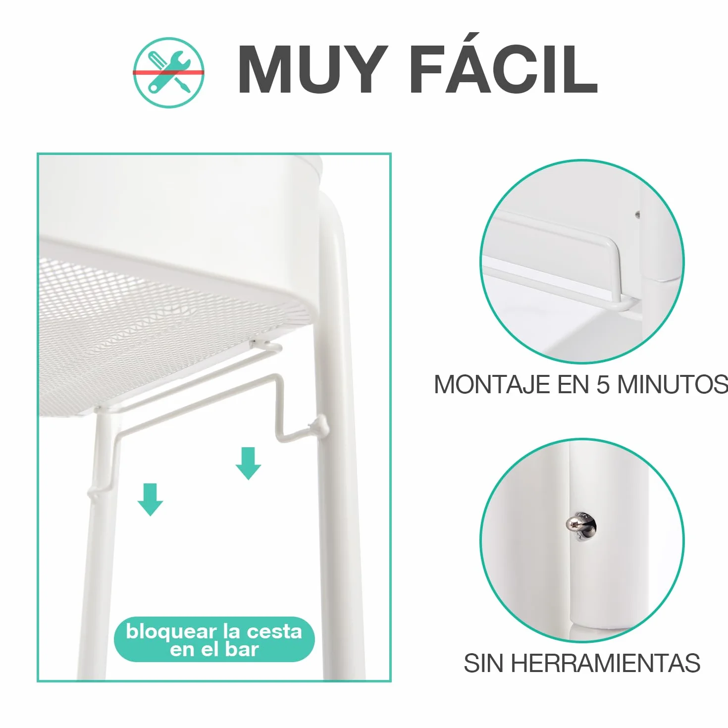 KINGRACK Carro de cocina, carrito con ruedas de 3 niveles, de metal, con asas de ruedas, carrito de estantería para oficina, salón, carrito multiusos para cocina, baño, cosméticos, sin tornillo, fácil