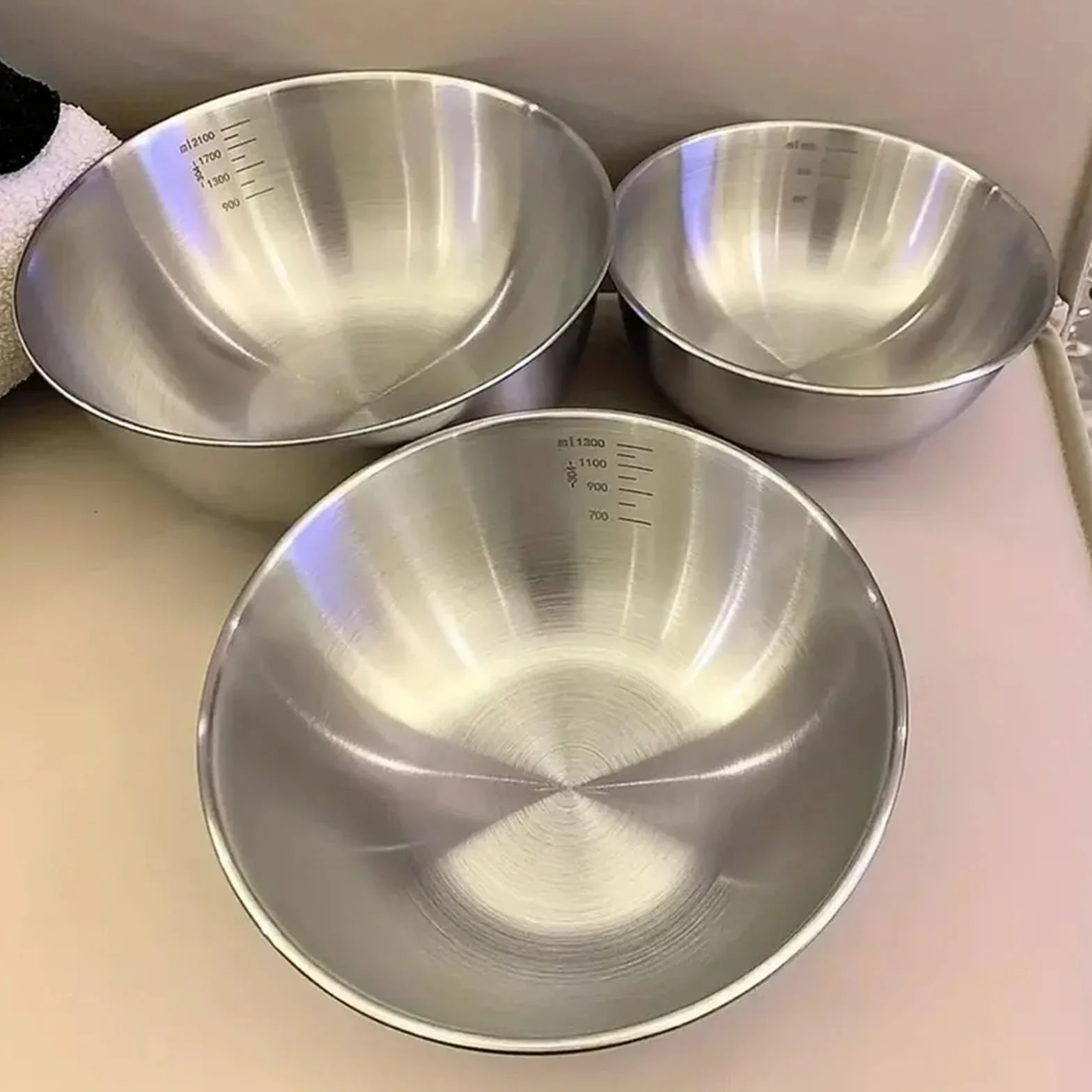 Tazón Para Mezclar Juego de tazones for mezclar acero inoxidable | 1-3 piezas con báscula de gran capacidad for cocinar, hornear y almacenar alimentos(L 1pc)