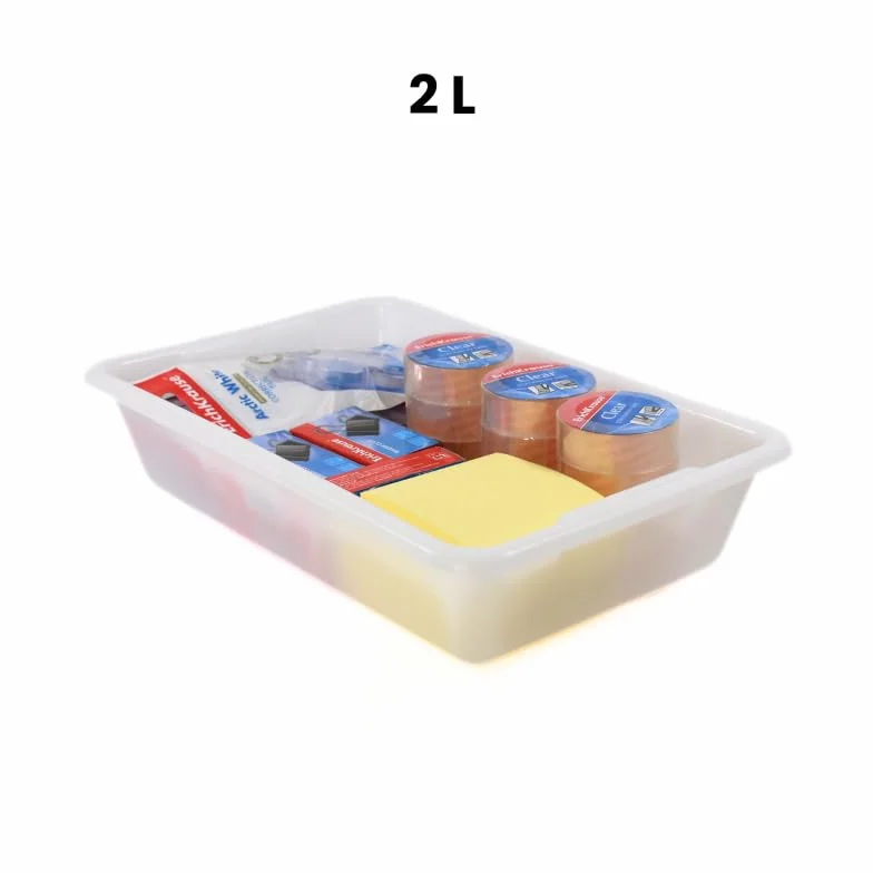 Cesta de Almacenaje Caja Cubeta de Plástico para Almacenamiento Ideal para Cocinas, Armarios, Oficinas, Organización de Cajones (Blanco, 2 litros)