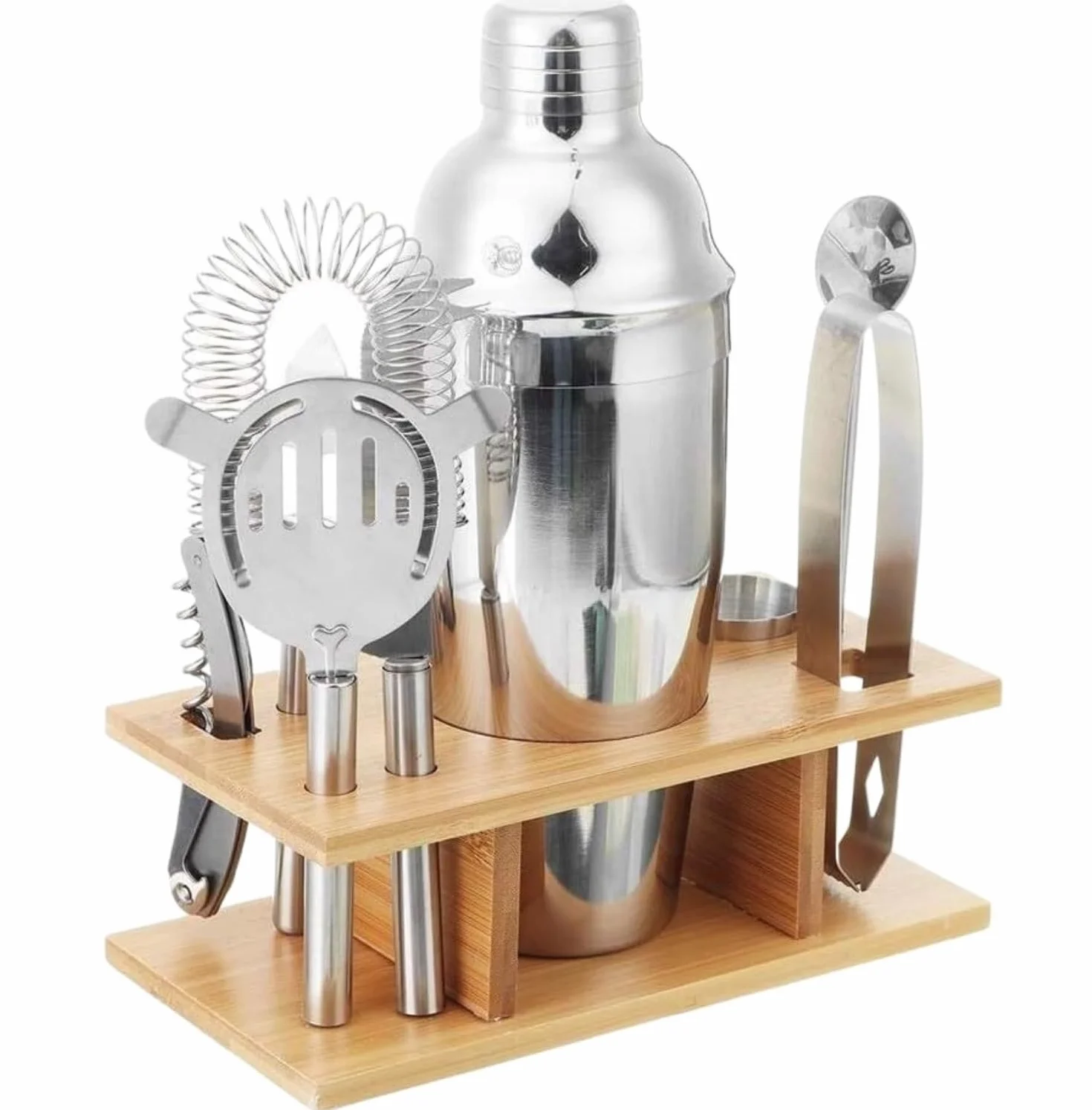 Juego de Cocktail Shaker Kit De Cóctel De Acero Inoxidable Shaker Mixer Drink Bartender Bar Gifts Barware Set con Soporte Coctelera Profesional Herramientas (Color : 9pcs, Size : 550ml)