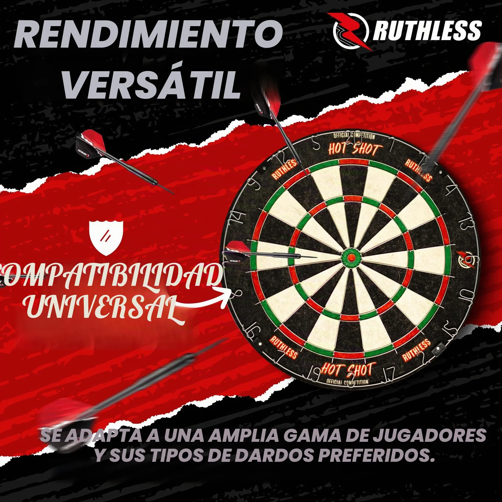 Ruthless Hot Shot Diana de Sisal Alambre Redondo con 2 Juegos de Dardos de Punta de Acero
