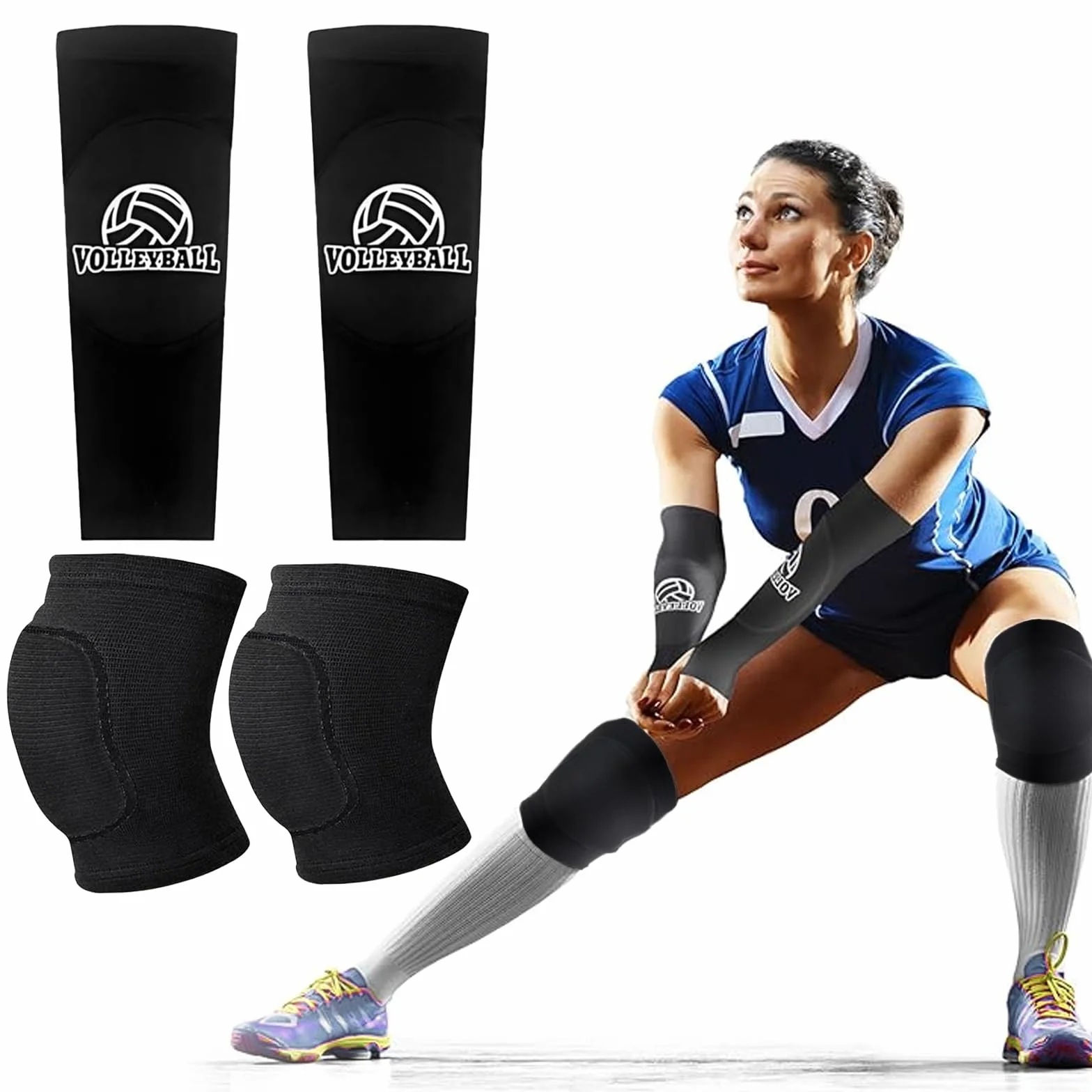 Cool Night Black Rodilleras Balonmano Manguitos Voleibol Equipo Protección Deportivo Accesorios