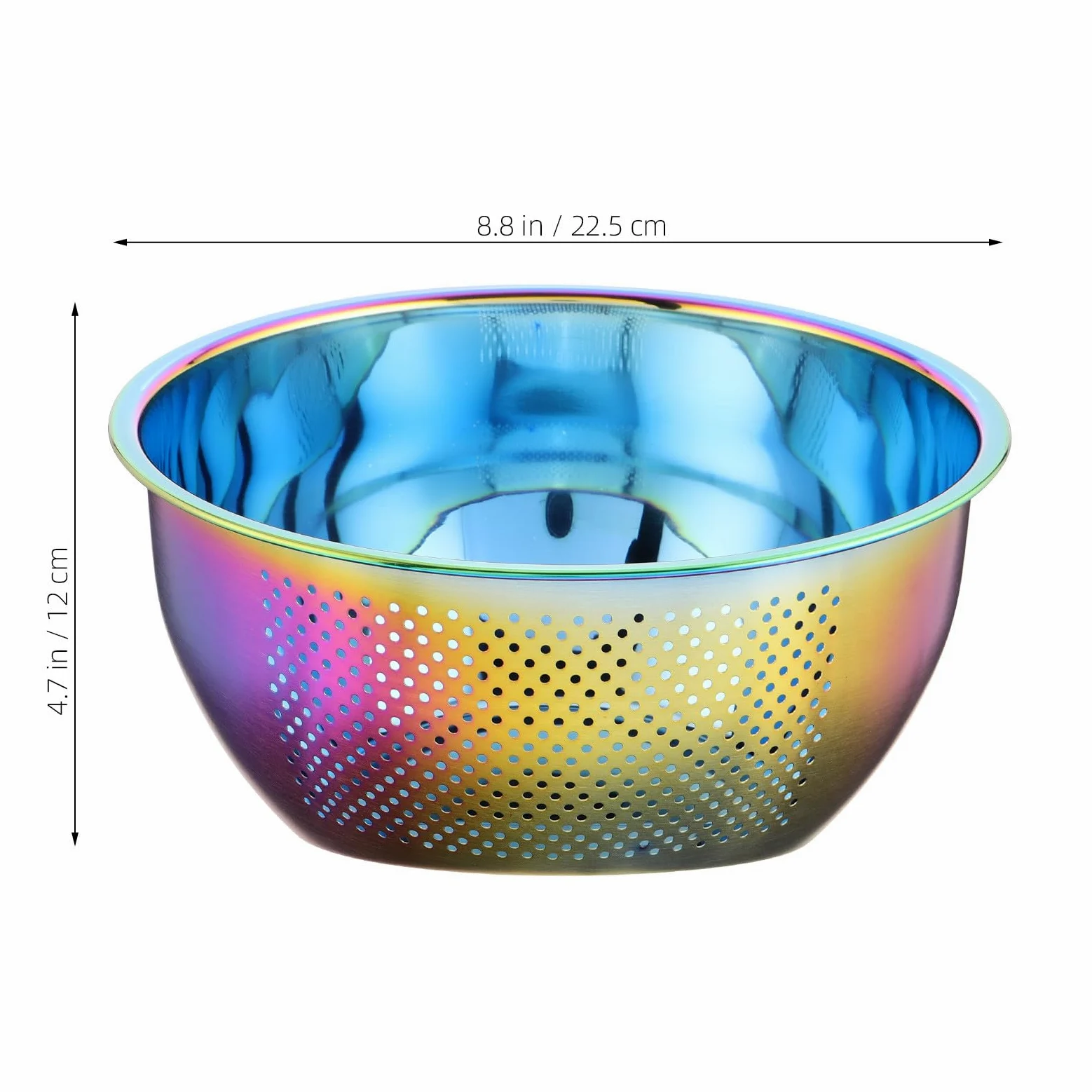 Colador Enjuagador de Arroz de Acero Inoxidable 304, Fondo Inclinado | Gran Capacidad, Drenaje y Limpieza Sencilla, Acabado Iridiscente Elegante para Cocina