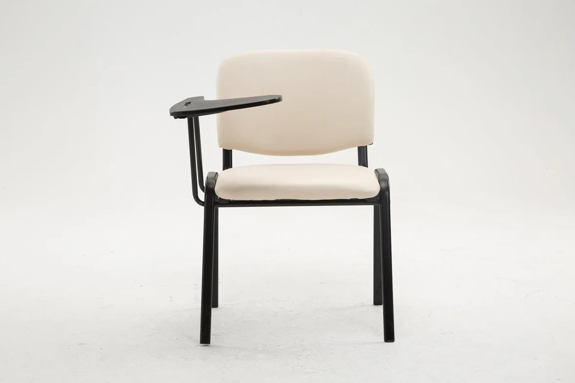 CLP Silla Confidente Ken con Brazo Extensible para Escritura I Silla para Academias con Pala Flexible para Apuntes I Silla de Conferencia Tapiza, Color:Crema