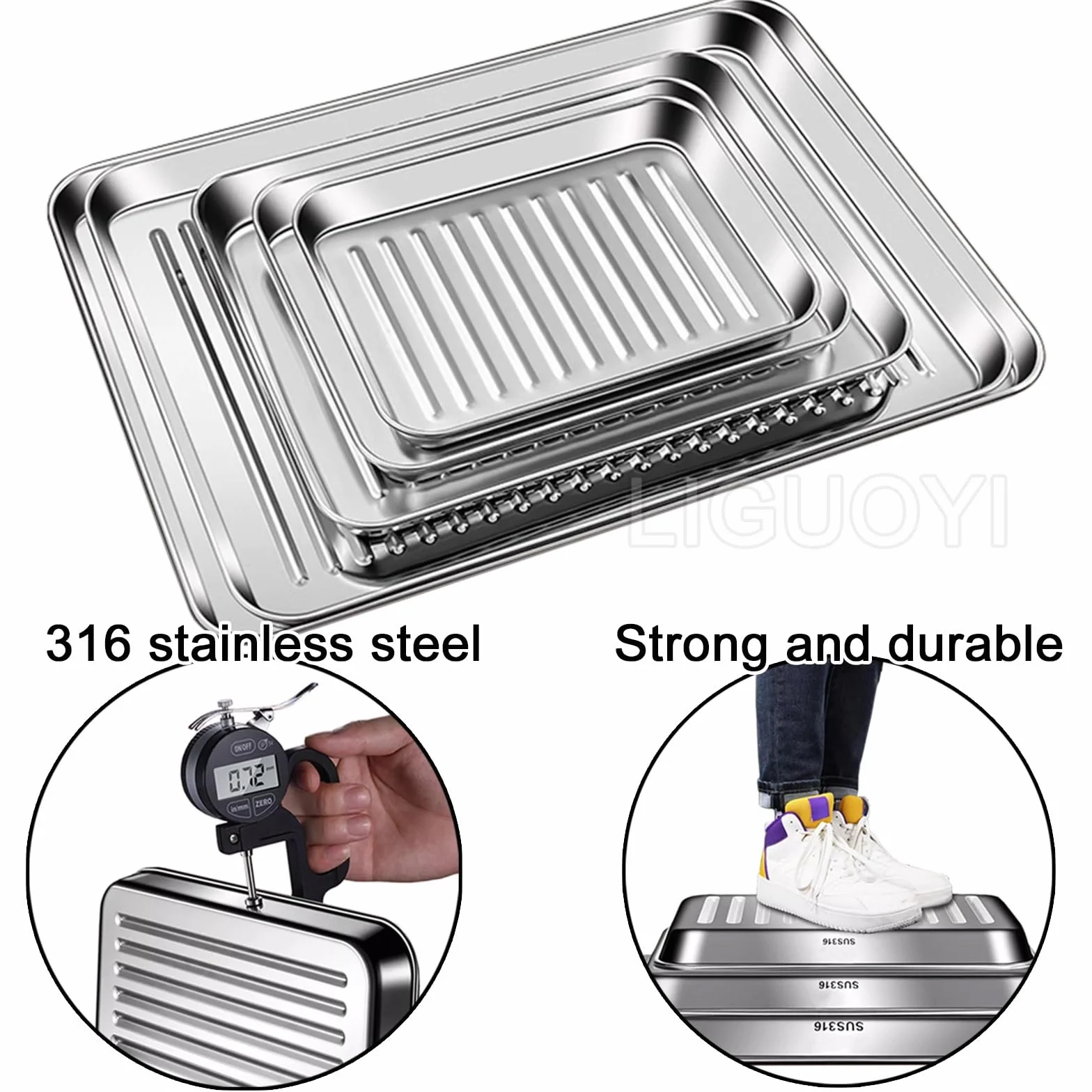 Bandeja de Horno de Acero Inoxidable, Bandeja para Hornear con Rejilla para Enfriar, Pinzas y Cepillo de Aceite, bandejas para Hornear antiadherentes de Alta Resistencia, Bandeja r