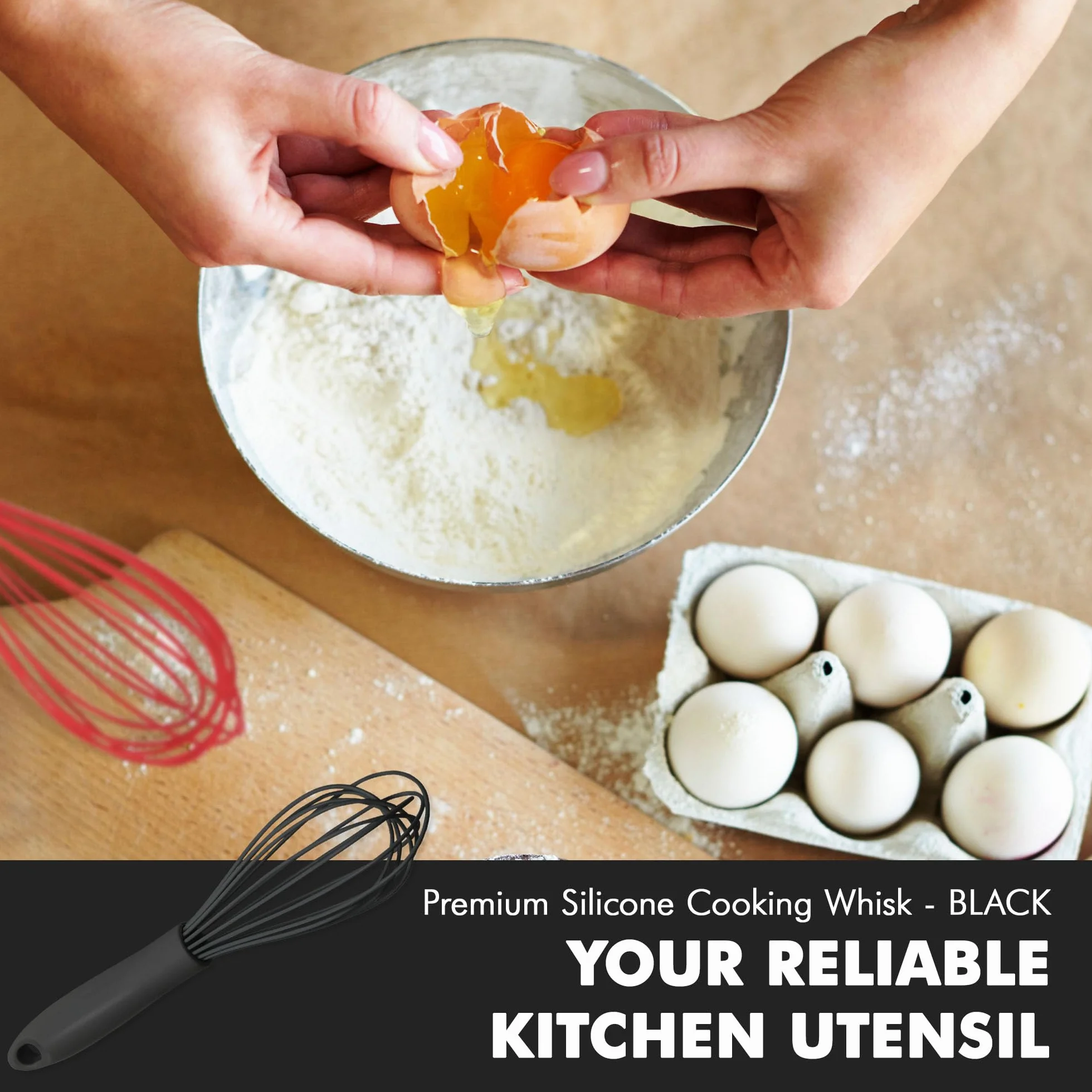 Chef Craft - Batidor de cocina (26,7 cm, hilo de silicona de alta calidad), color negro