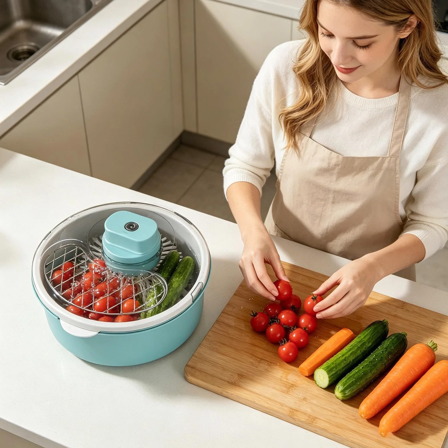 - Centrifugadora de limpieza de vegetales Bayas portátil Tazón de enjuague de alimentos | Dispositivo de limpieza de productos frescos para ensaladas, bayas, fresas, cerezas, uvas, hogar, camping, picnic