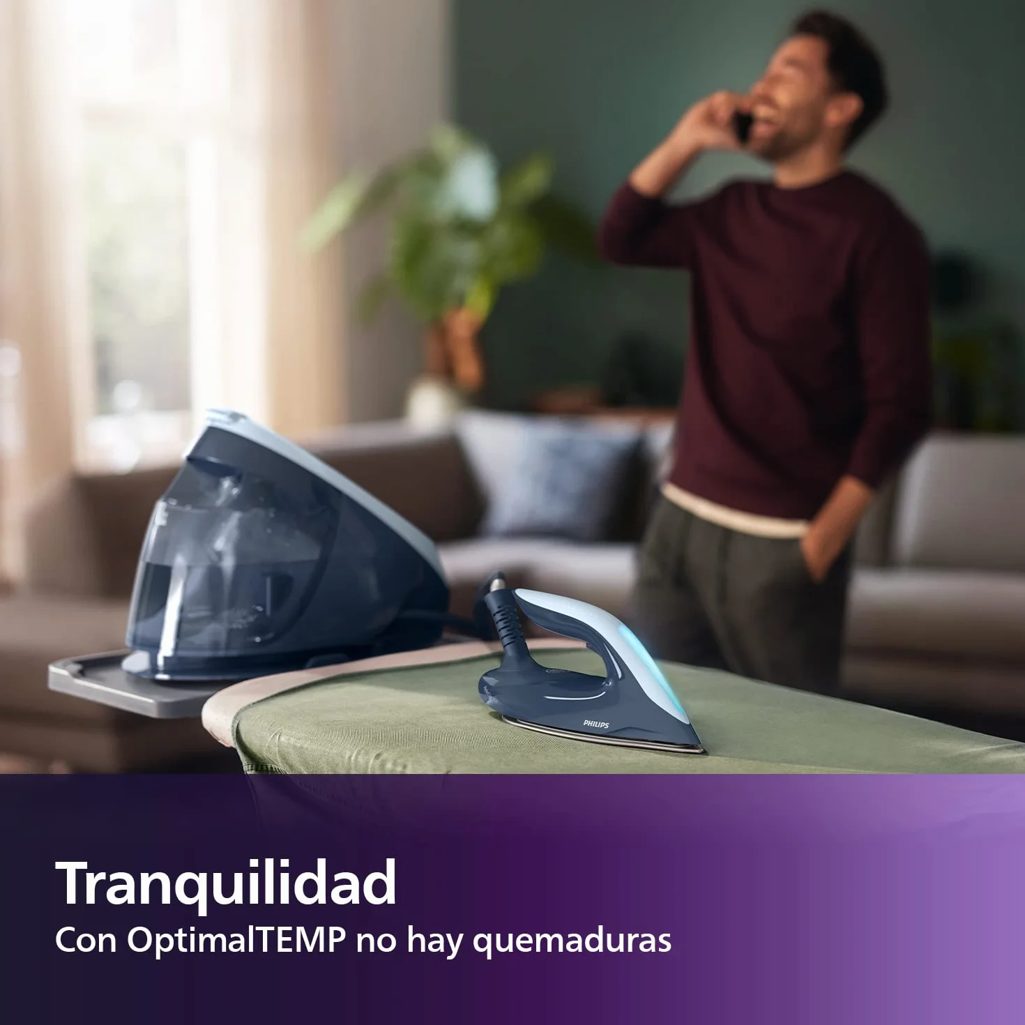 Philips PerfectCare Serie 7000 Generador de Vapor - 2100 W, Salida de Vapor de 600 g, 8,0 Bares de Presión, Tecnología OptimalTEMP, Depósito de 1,8 l, Azúl Marino/Azúl oscuro (PSG7030/20)