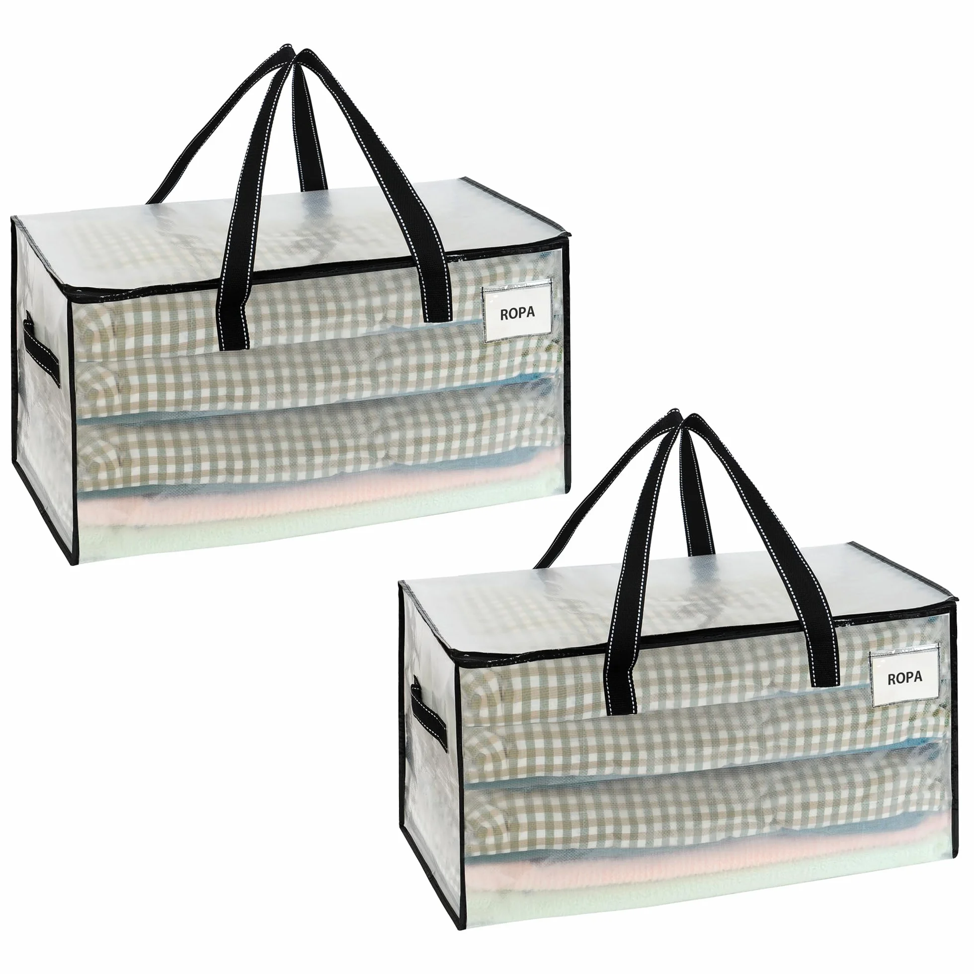 VENO Bolsa de Mudanza Grande y Resistente, Esenciales de Dormitorio Universitario, Organizador de Almacenamiento de Ropa con Cremallera, Almacenaje el Dormitorio(Transparente,Pack de 2)