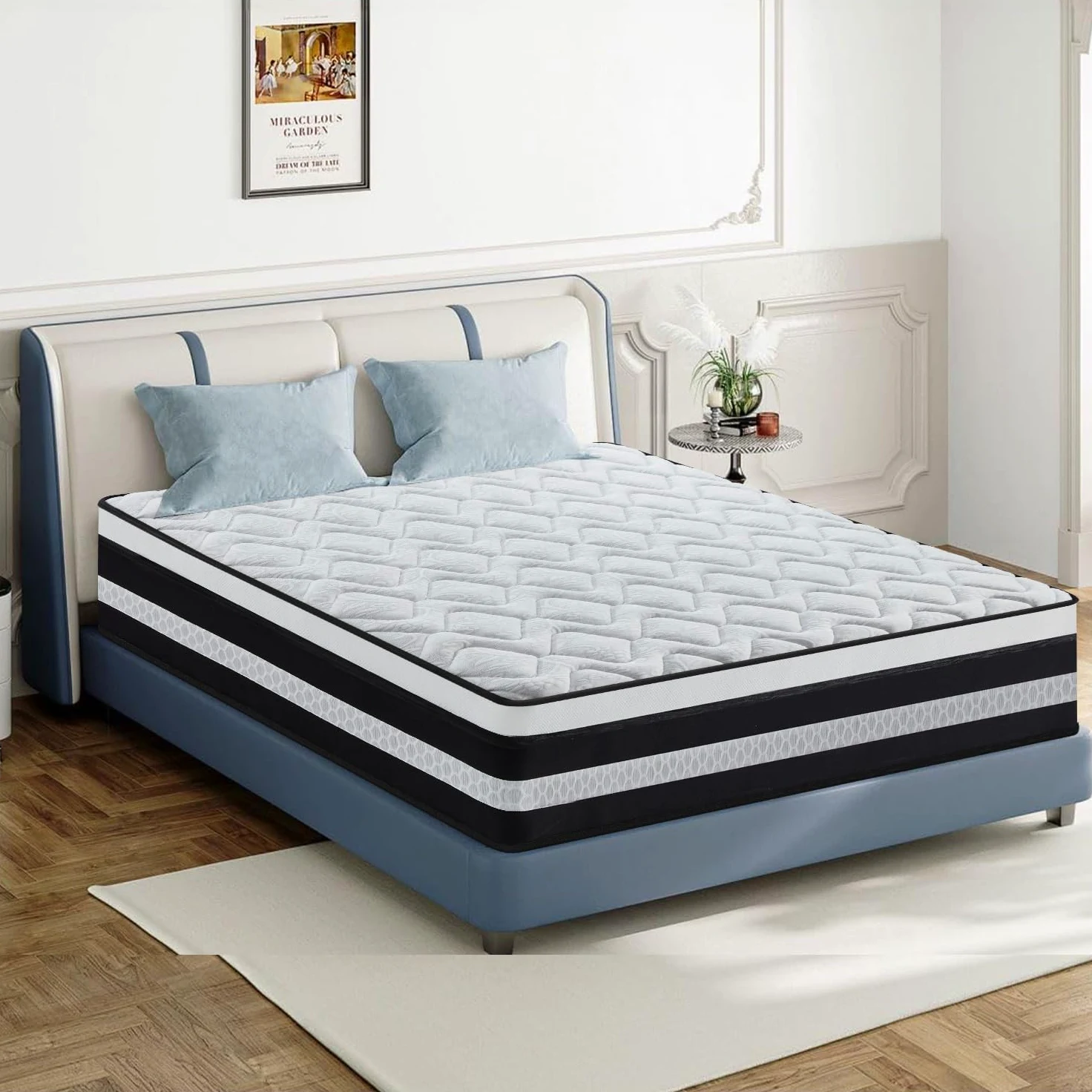 Colchón Viscoelástico 160 x 200 cm, Colchón Matrimonio con Muelles Ensacados, Ortopédico, Alivio de Presión y Ergonomía, Firmeza Media, 7 Zonas Confort, Transpirable, Hipoalergénico y Antibacteriano