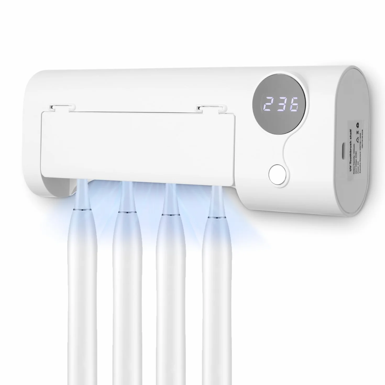 Soporte Cepillo de Dientes Eléctrico, Esterilizador Cepillo Dientes UV, Soporte Cepillo de Dientes Pared, Desinfectante Cepillo Dientes, Inalámbrico y Recargable USB, Organizador Baño sin Taladro