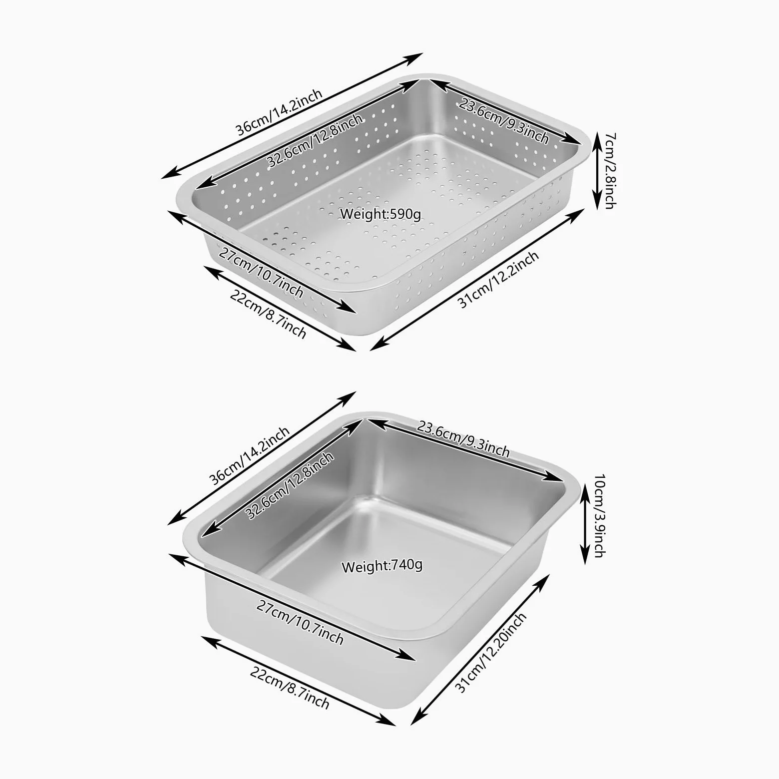 Juego de 2 tamices de cocina de acero inoxidable y cuenco, juego de cuencos para mezclar, colador microperforado, cesta versátil resistente al calor, temperatura 100 ℃, apto para lavavajillas