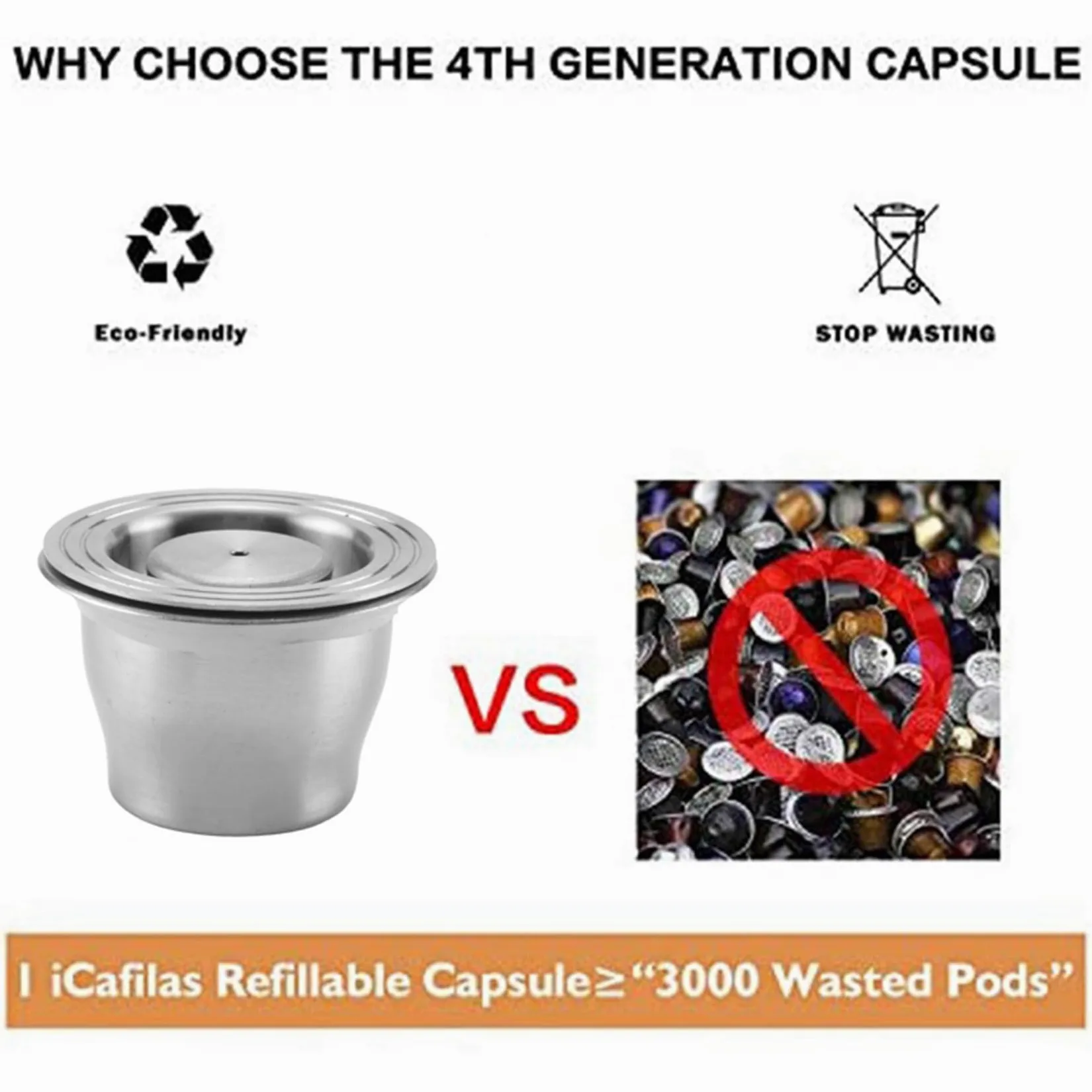 Cápsulas reutilizables, acero inoxidable, 6 almohadillas recargables para + 2 manipuladores + 2 cucharas + 2 cepillos