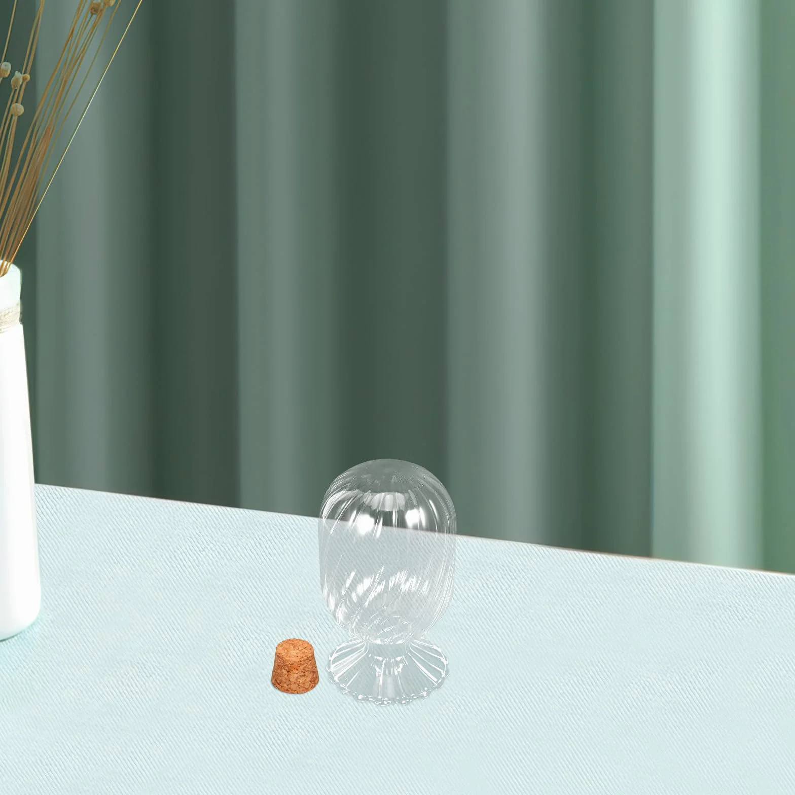 Tarro de Vidrio para Almacenar Cerillas Diseño en Espiral, Resistente Humedad y Fácil de Limpiar, Adecuado para Chimenea o Cocina Decorativa
