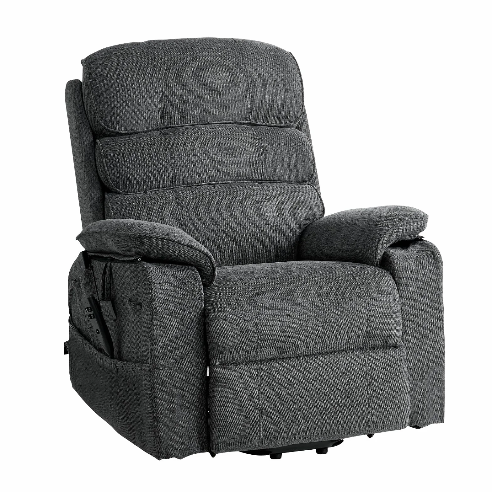 VEVOR Sillón Relax Reclinable Eléctrico, Sillón Reclinable Levantapersonas, con Reposapiés Calefacción Masaje Mando a Distancia Bolsillos Laterales, Tela Chenilla, para Salón Dormitorio, Gris Oscuro