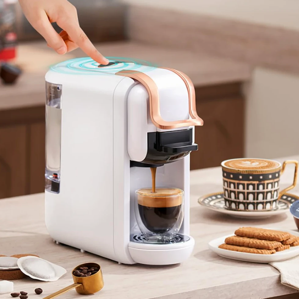 Cafetera de café multicápsulas con presión de 19 bares para cápsulas y espresso, ideal para uso doméstico u oficina