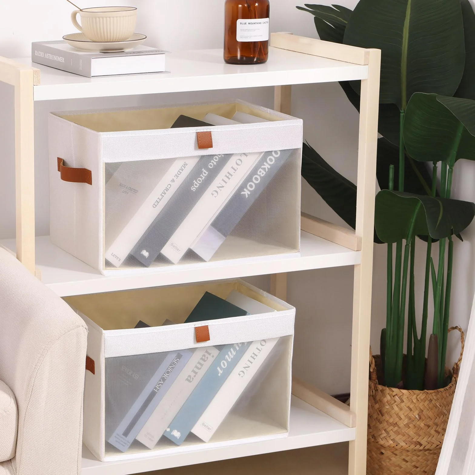 Caja de Almacenamiento Plegable con Ventanas y Manijas Transparentes para Armarios