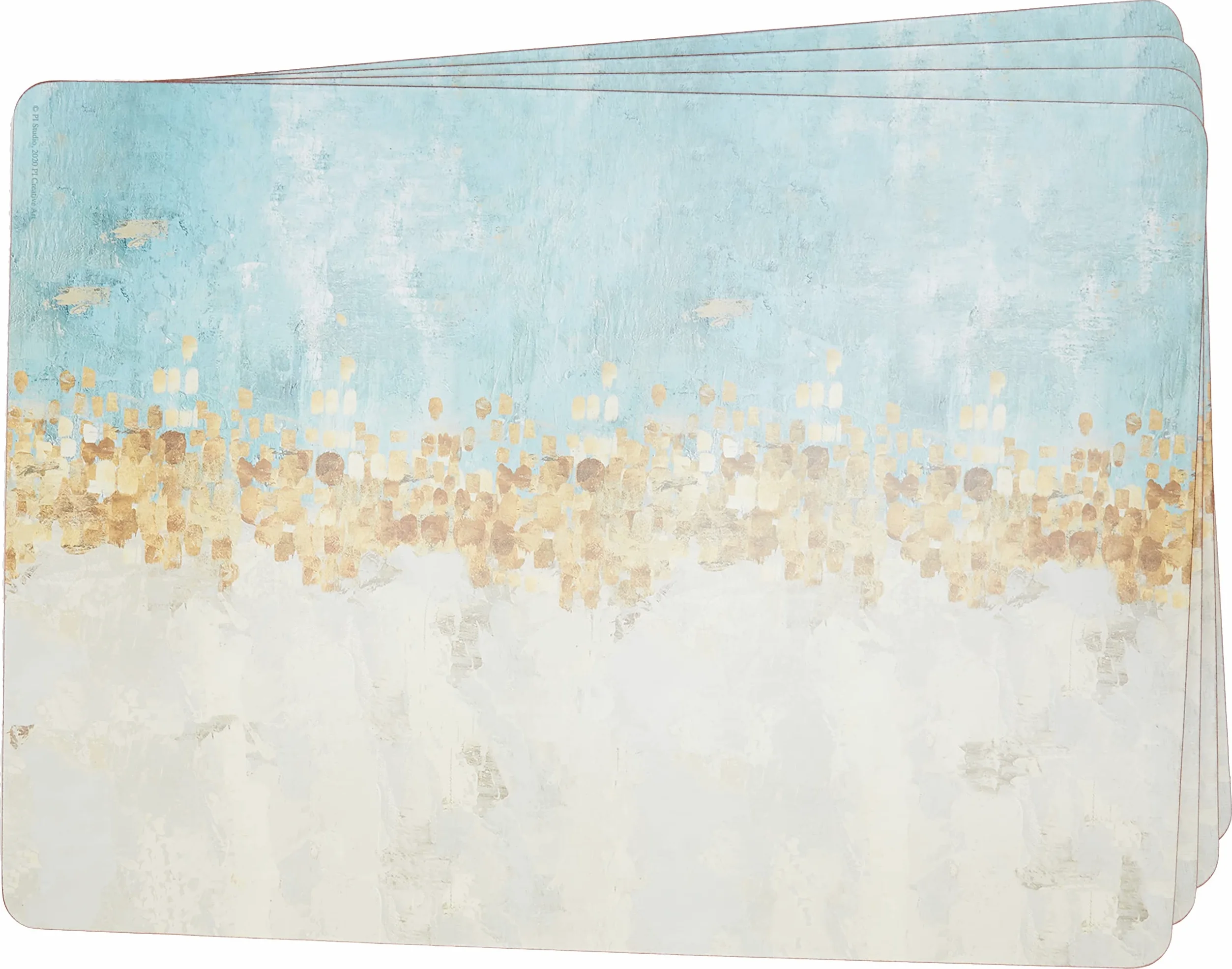 CREATIVE TOPS 5226089 - Impreso grande salvamanteles de corcho, 40 cm x 29 cm x 5 mm, Oro, 4 piezas