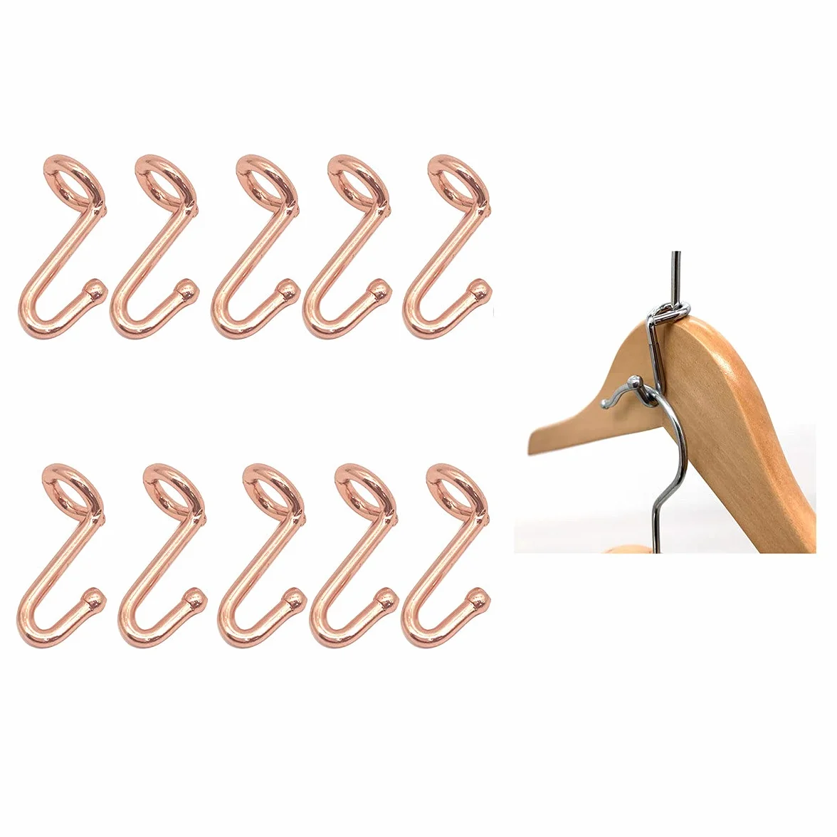 Percha de ropa, 36 ganchos conectores, ganchos de metal, color oro rosa, ganchos extensores, mini ganchos en cascada