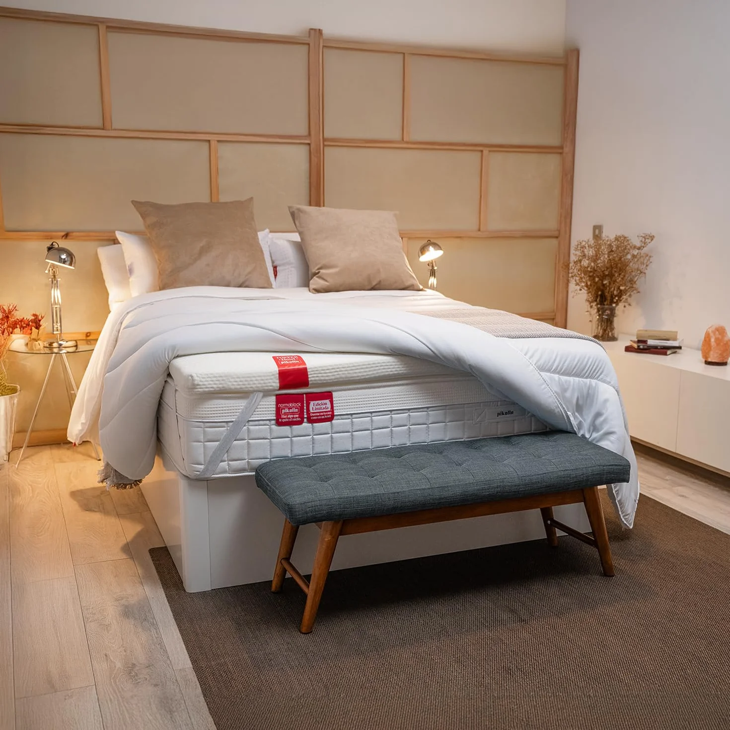 PIKOLIN - Topper Viscoelástico de Hotel | Altura 5 cm | Ignífugo | Antichinches | Funda Lavable | Confort Alto | 150x190 cm