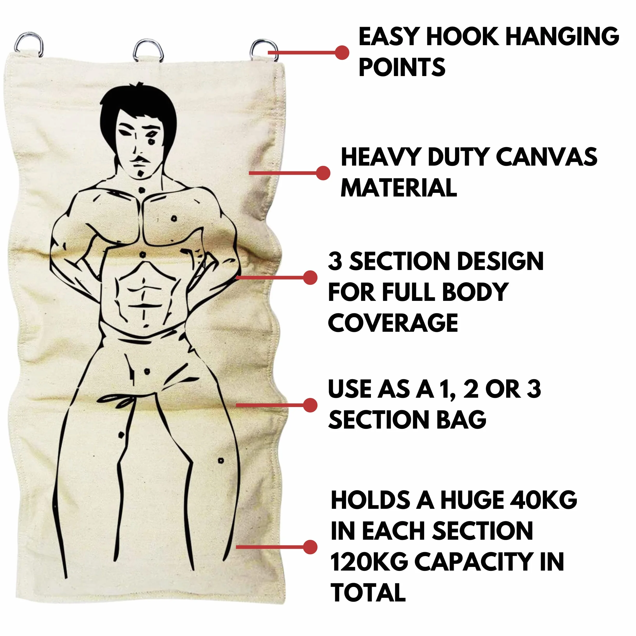 Senshi Japan Bolsa de pared XXL Wing Chun lona resistente entrenamiento