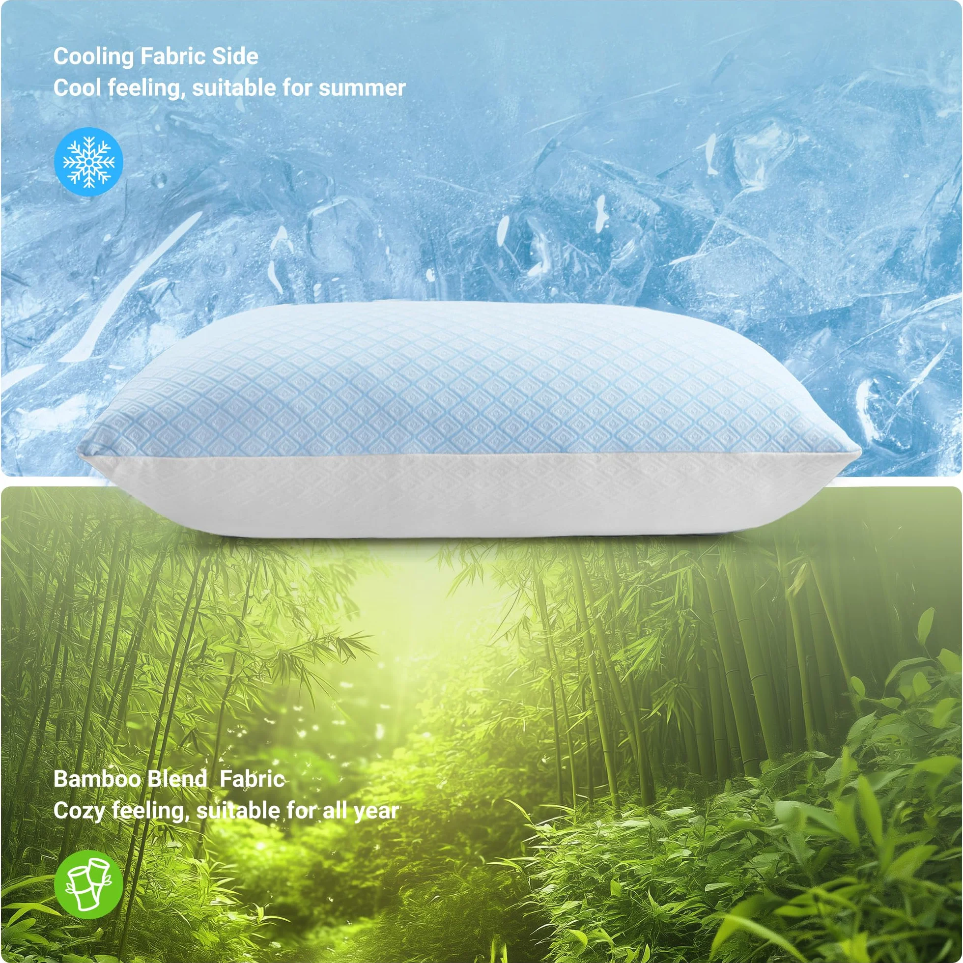 Deodar Almohada Viscoelástica Cervical Suave y Transpirable con Soporte para Cabeza y Cuello – 40x60 cm Blanco Espiral 2 Piezas