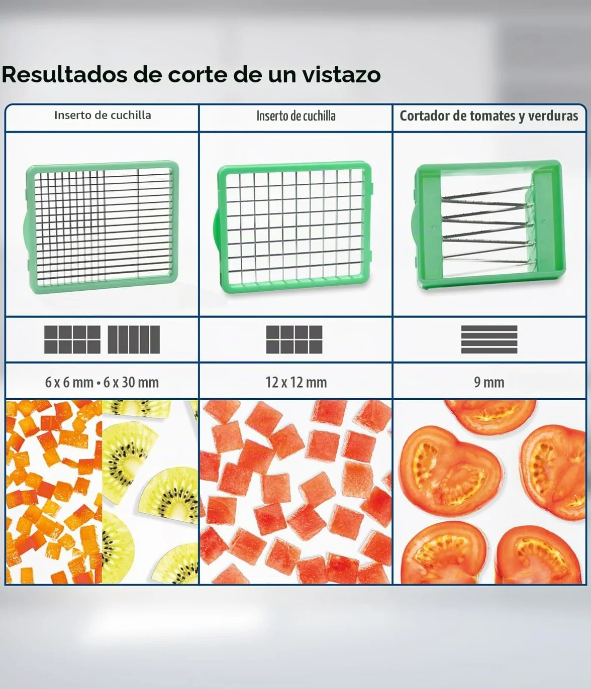 Genius Nicer Dicer Chef S - Juego de 7 utensilios para cortar verduras y tomates, color verde