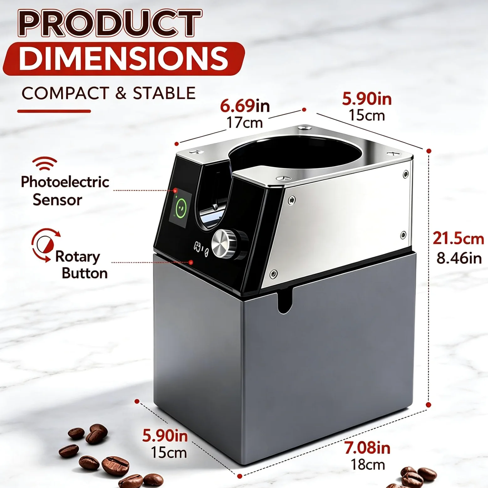 Limpiador automático de portafiltros con cabezales de cepillo intercambiables, compatible con portafiltros de espresso estándar para uso de baristas. Flujo de trabajo de espresso más rápido 220V
