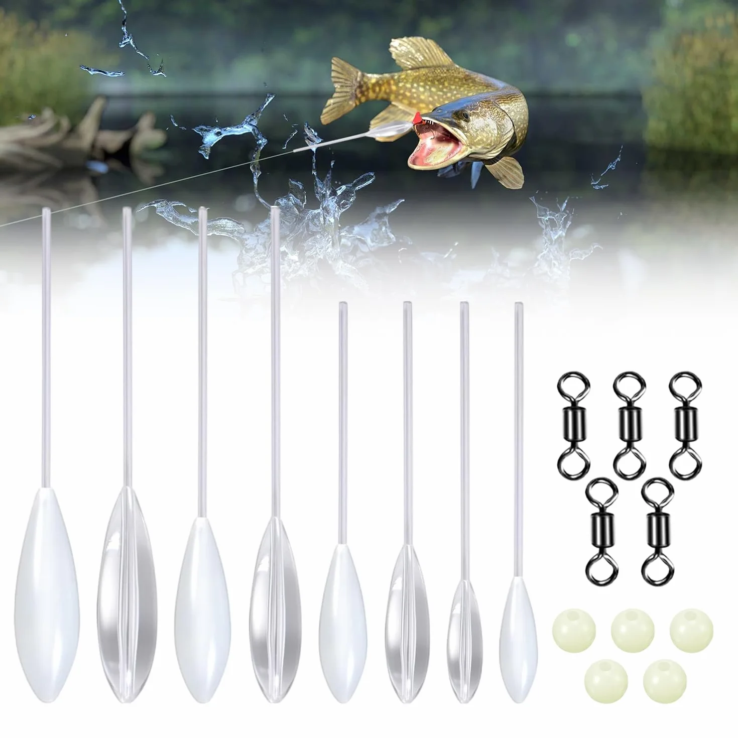 8 Piezas Flotador Pesca Boyas Bombetas Trucha Hundimiento Mar Juego