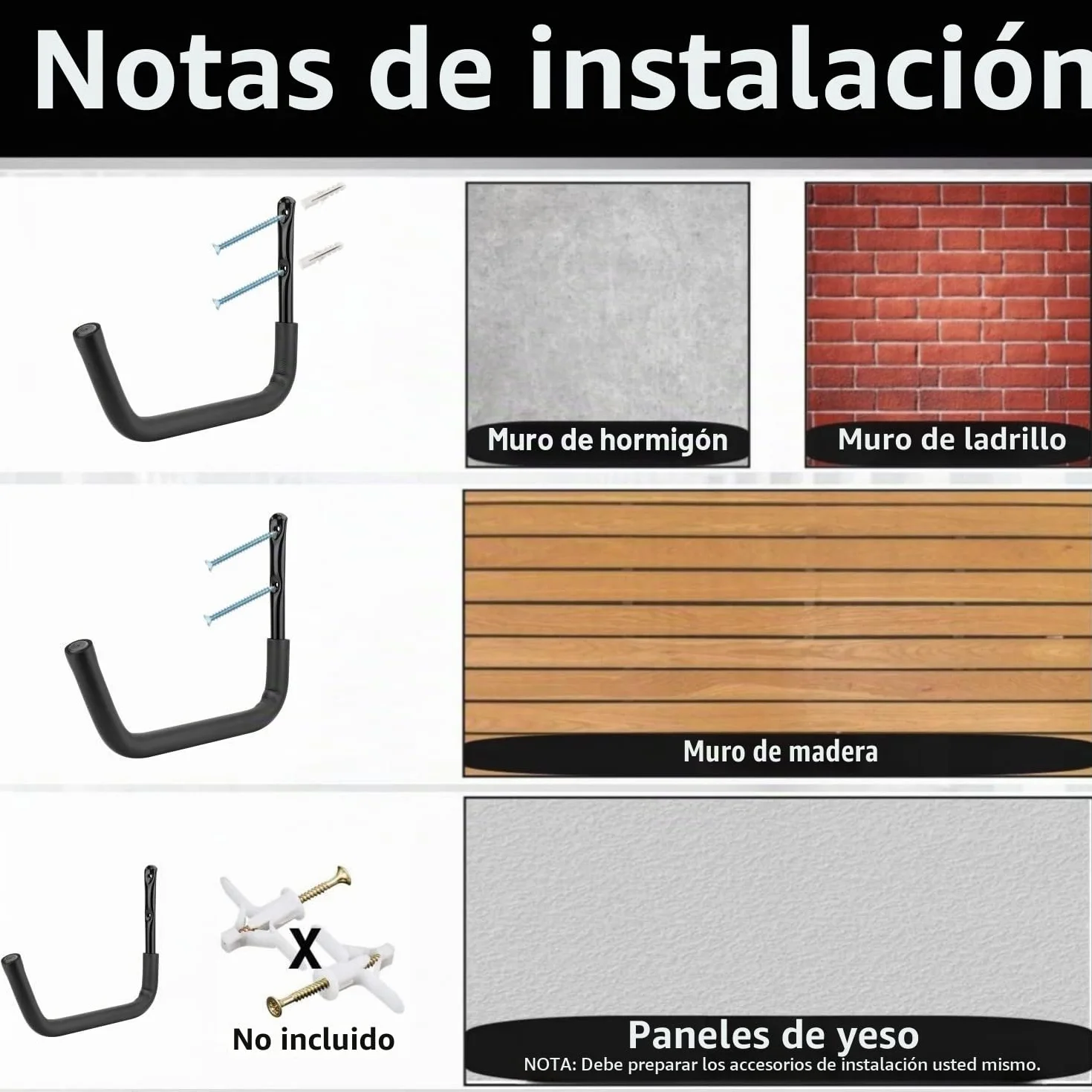 Ganchos para Kayak de Garaje, 4 Rack de Pared para Almacenamiento Interior y Exterior