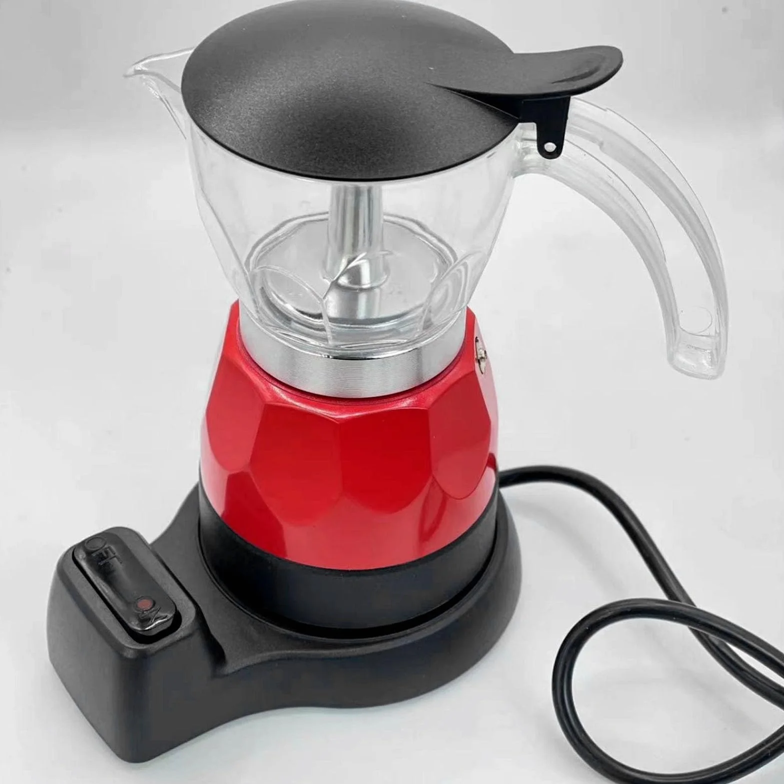 Italiana Eléctrica, 150ml 3 Tazas Moka Pot de Aluminio Percolador Eléctrico con de Filtro Preciso, Función Antigoteo, Operación Rápida y Piezas Fáciles de Limpiar,