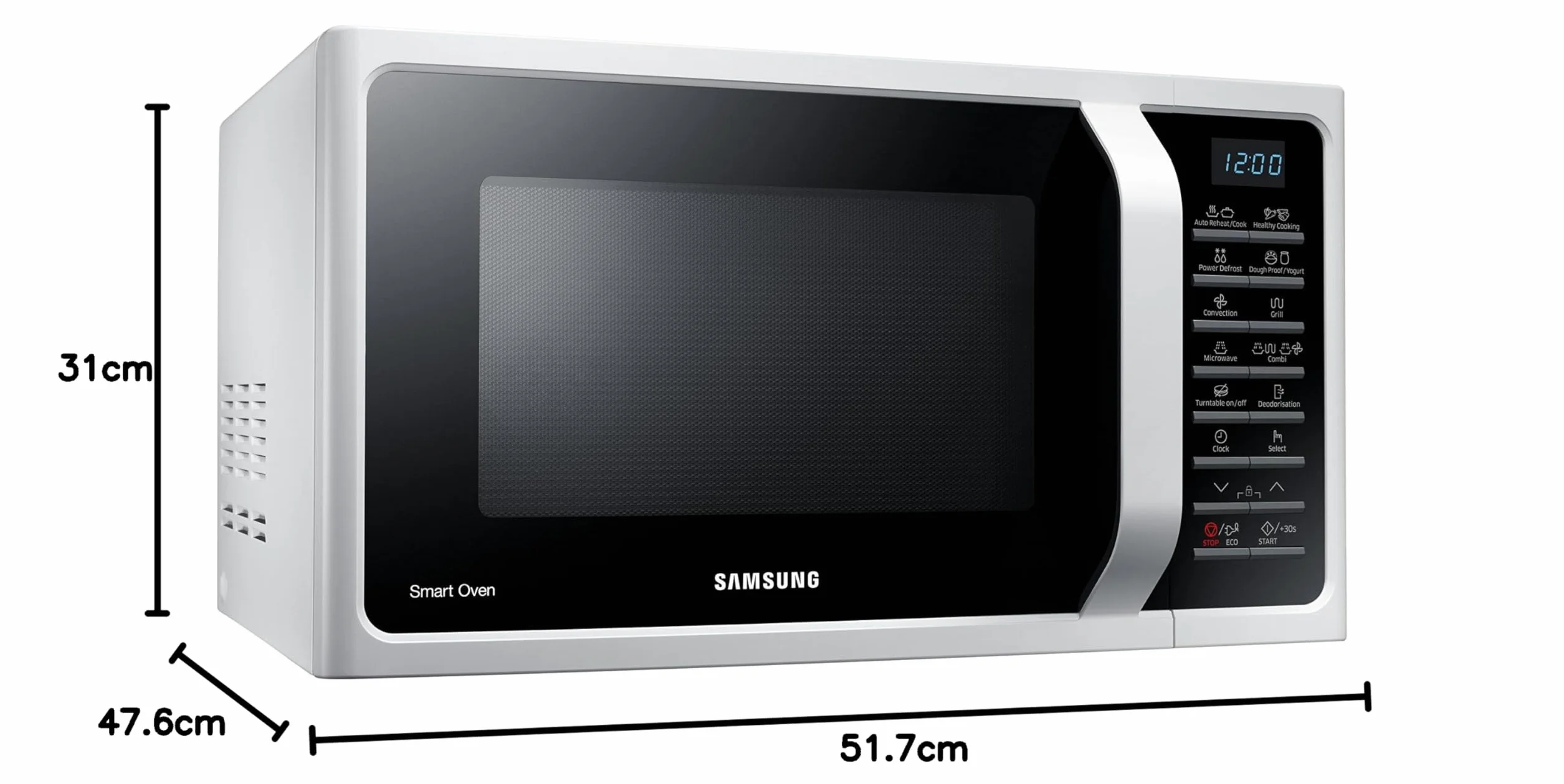 Samsung MC28H5015AW - Microondas (230V, 50 Hz, 51,7 cm, 47,56 cm, 31 cm) color blanco