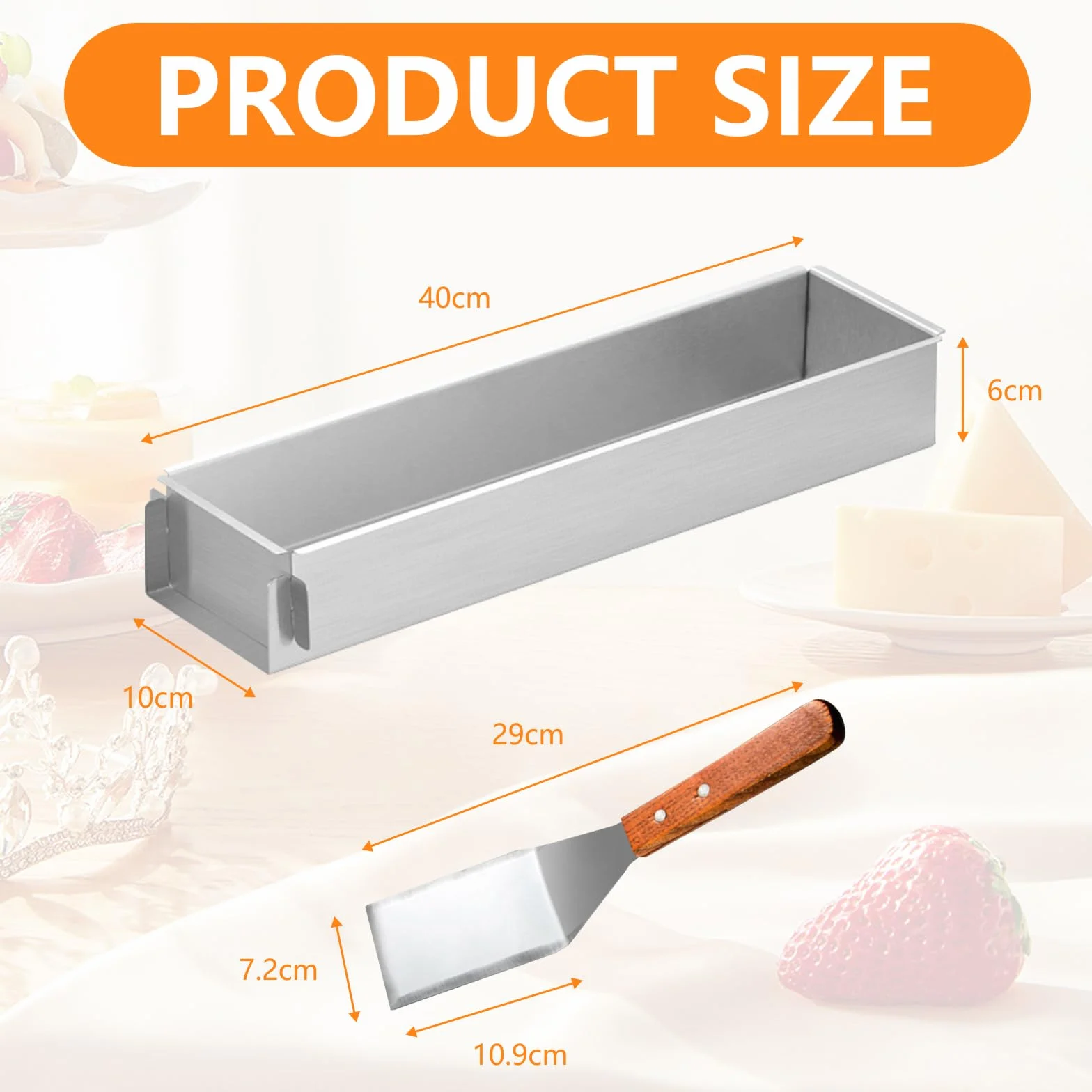 2 Piezas Molde Tarta Rectangular, Molde Mousse Ajustable Forma de Tiramisú Antiadherente con Parte Lateral Extraíble, Moldes de Aleación de Aluminio para Pasteles, Brownie, Pan y Tiramisú (40cm)