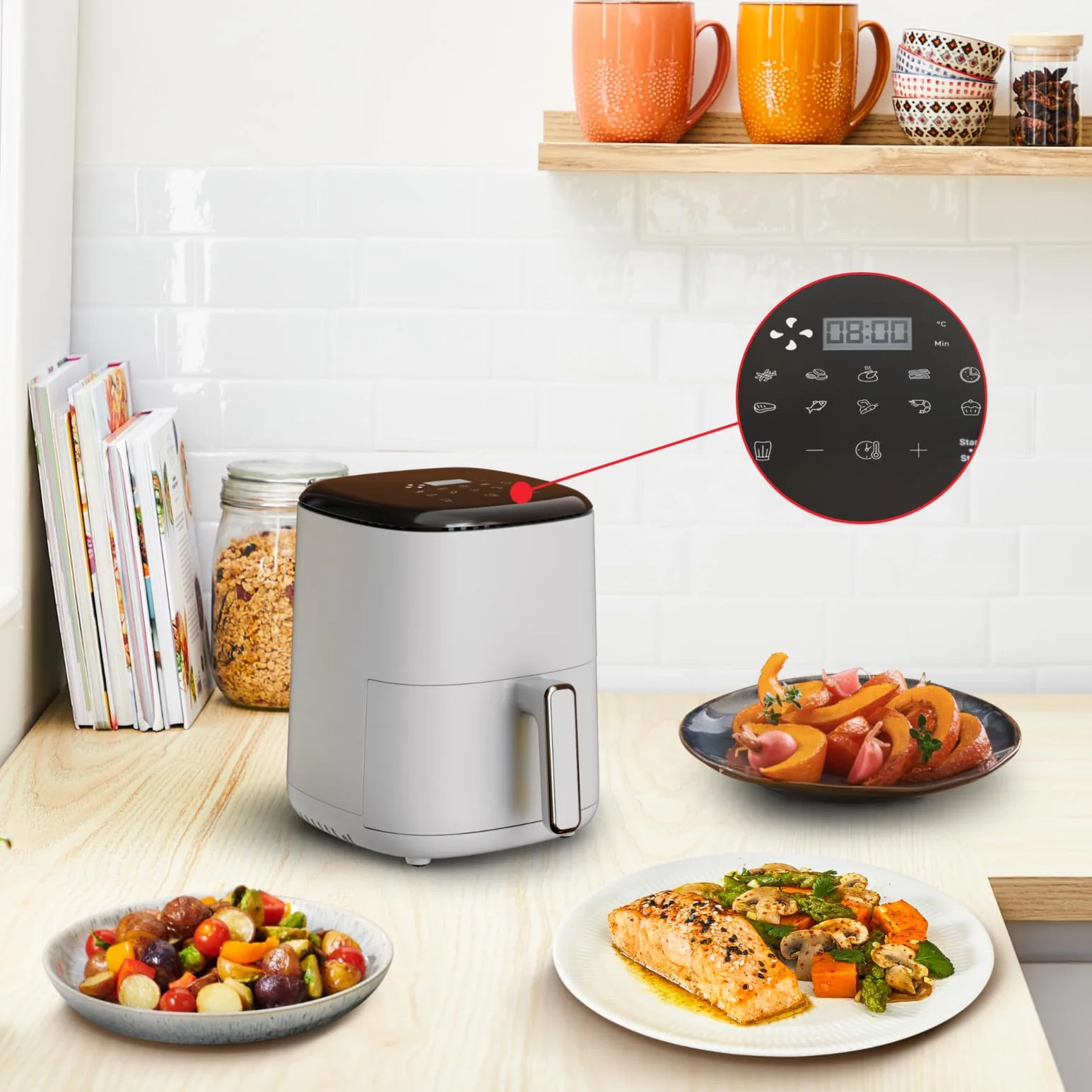Tefal EY145A Easy Fry Compact Freidora de aire caliente, 3 L de capacidad, 10 programas de cocción automáticos, pantalla táctil, ahorro de tiempo y energía, revestimiento antiadherente, Nube