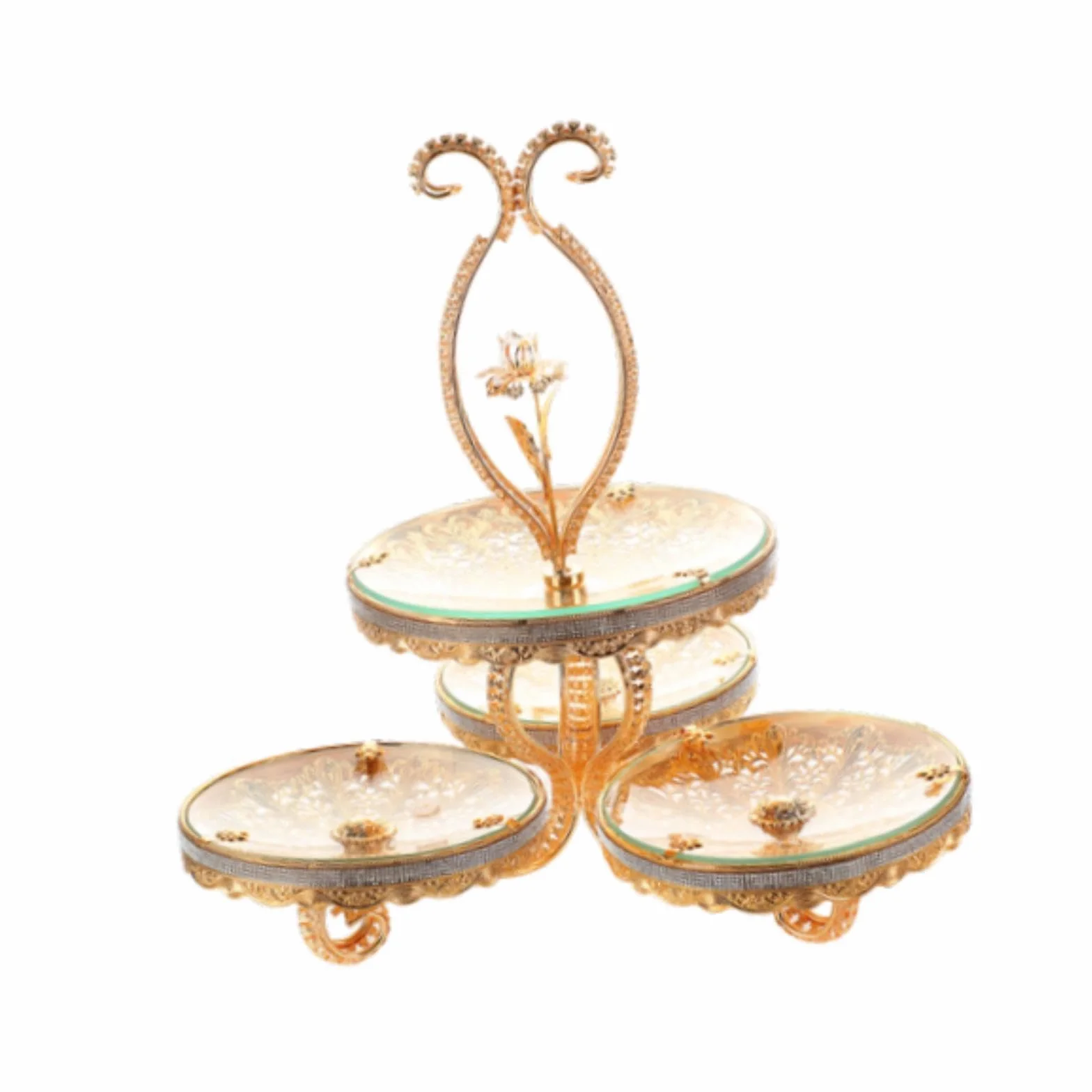QOKLIYUI Exquisita Bandeja de Vidrio de Doble Capa para Servir Frutas. Elegante Expositor de Cupcakes para Fiestas. Diseñado para ser Resistente y práctico.
