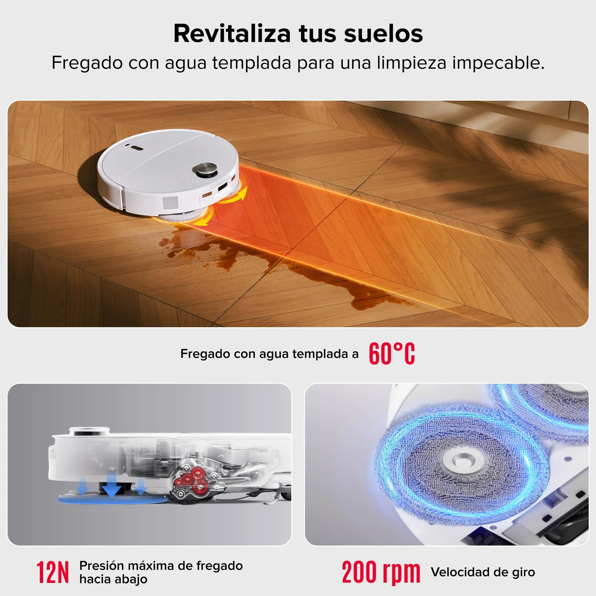 roborock Qrevo Curv 2 Pro Robot Aspirador y Fregasuelos, 25000 Pa, Zero-Enredos, Lavado Agua 100°C, Autolimpieza, Evita Obstáculos, Secado Automático, para Pelo de Mascotas