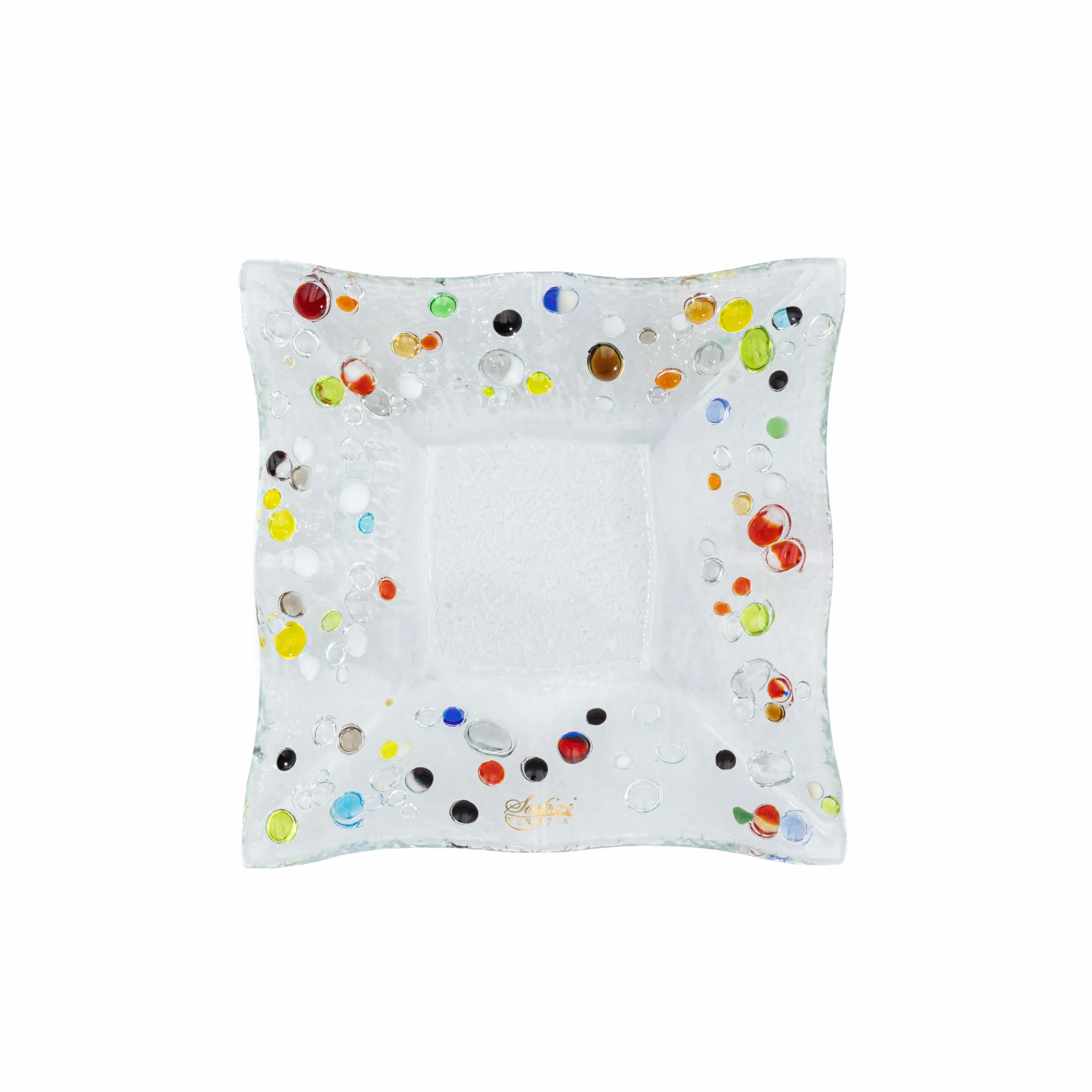 Sospiri Venezia Plato decorativo de cristal de Murano decorado a mano 14x14 cm cuadrado regalo elegante caja
