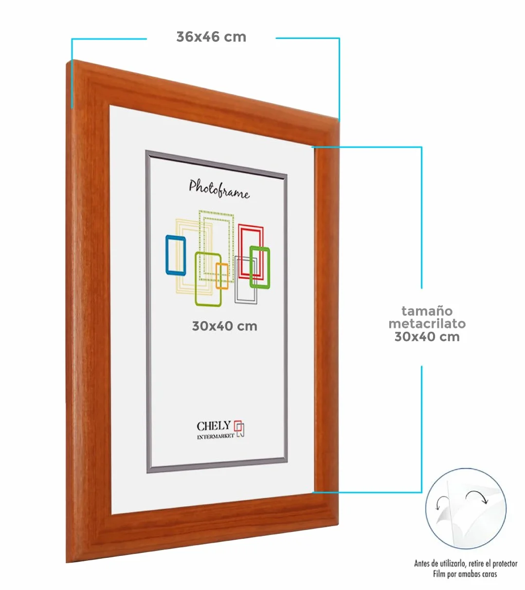 CHELY INTERMARKET MOD257 Marco Fotos Pared 30X40Cm Cerezo Pack 4 Unidades Madera Elegante Marcos Para Cuadros Marcos Fotos Grandes Marcos Pared Hogar Oficina Diploma Certificados Decoracion Interior