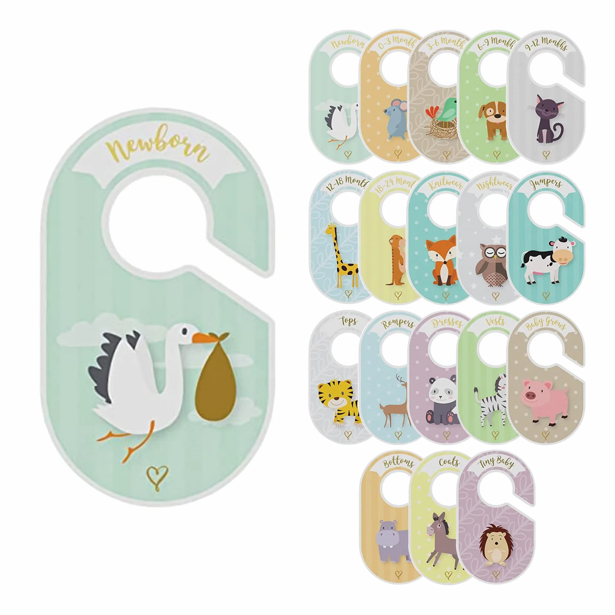 Separador de Armario para Bebés 18 Piezas Divisor de Ropa de 0 a 24 Meses Organizador Doble Cara Cartón Resistente 16,7 x 10 cm